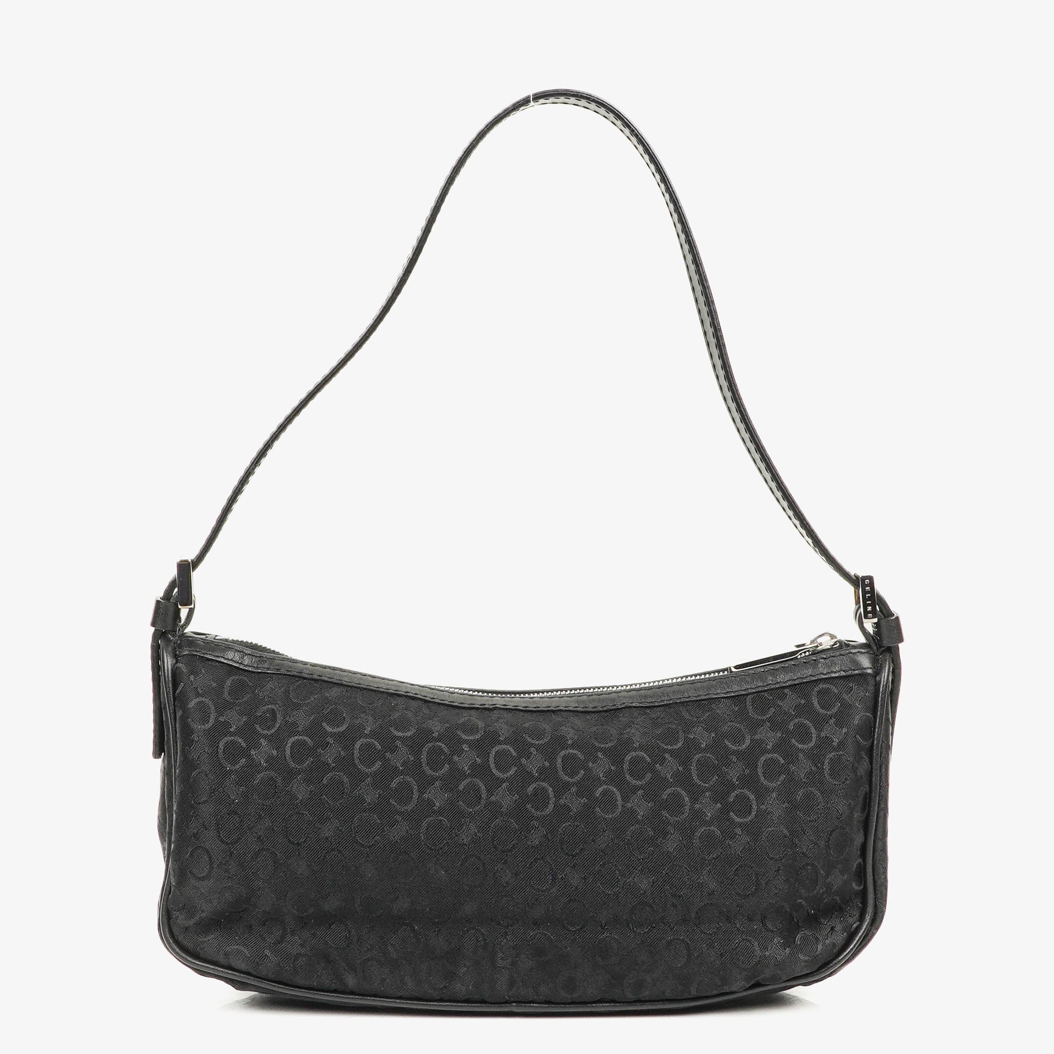 Celine C Macadam Black Satin Shoulder Bag
