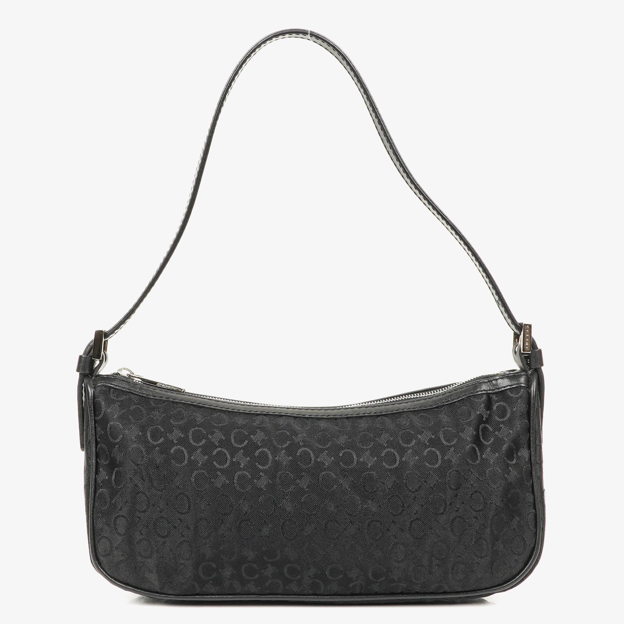 Celine C Macadam Black Satin Shoulder Bag
