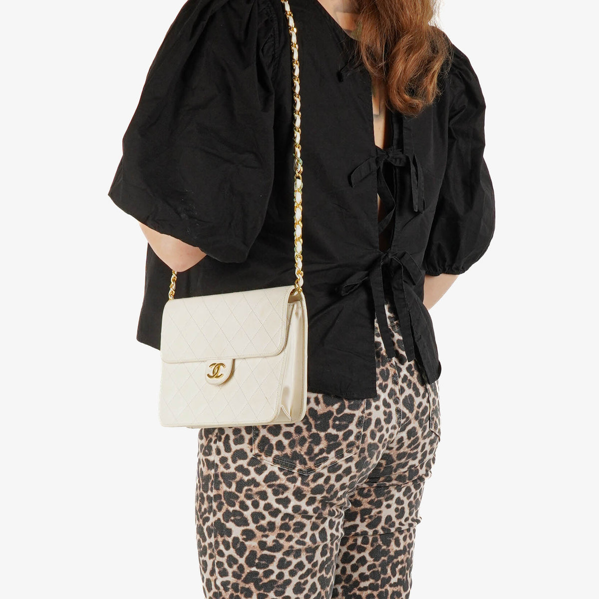 Chanel Classic Single Flap Bag White Quilted Lambskin With 24K Gold-Plated Hardware