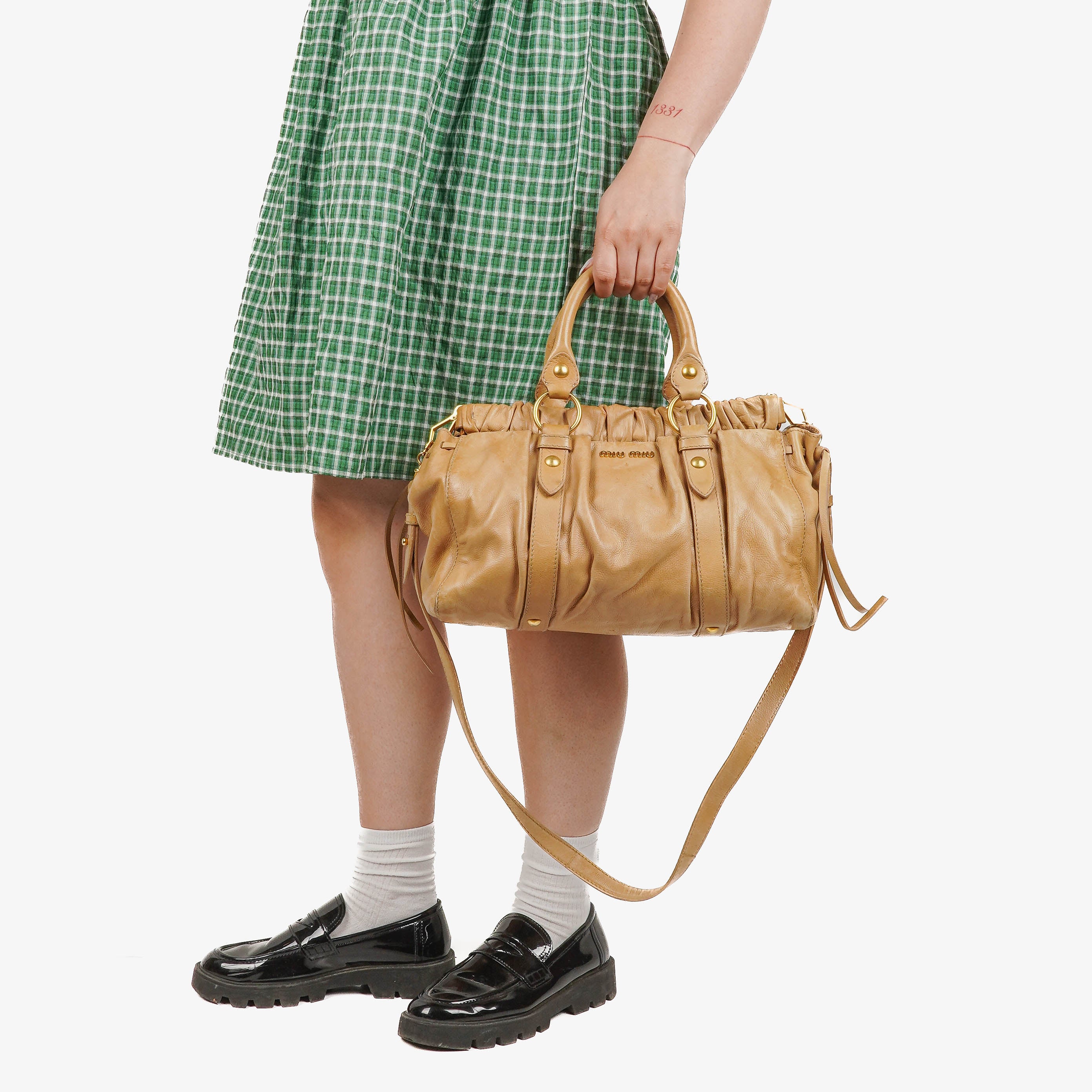 Miu Miu Vitello Beige Satchel Bag