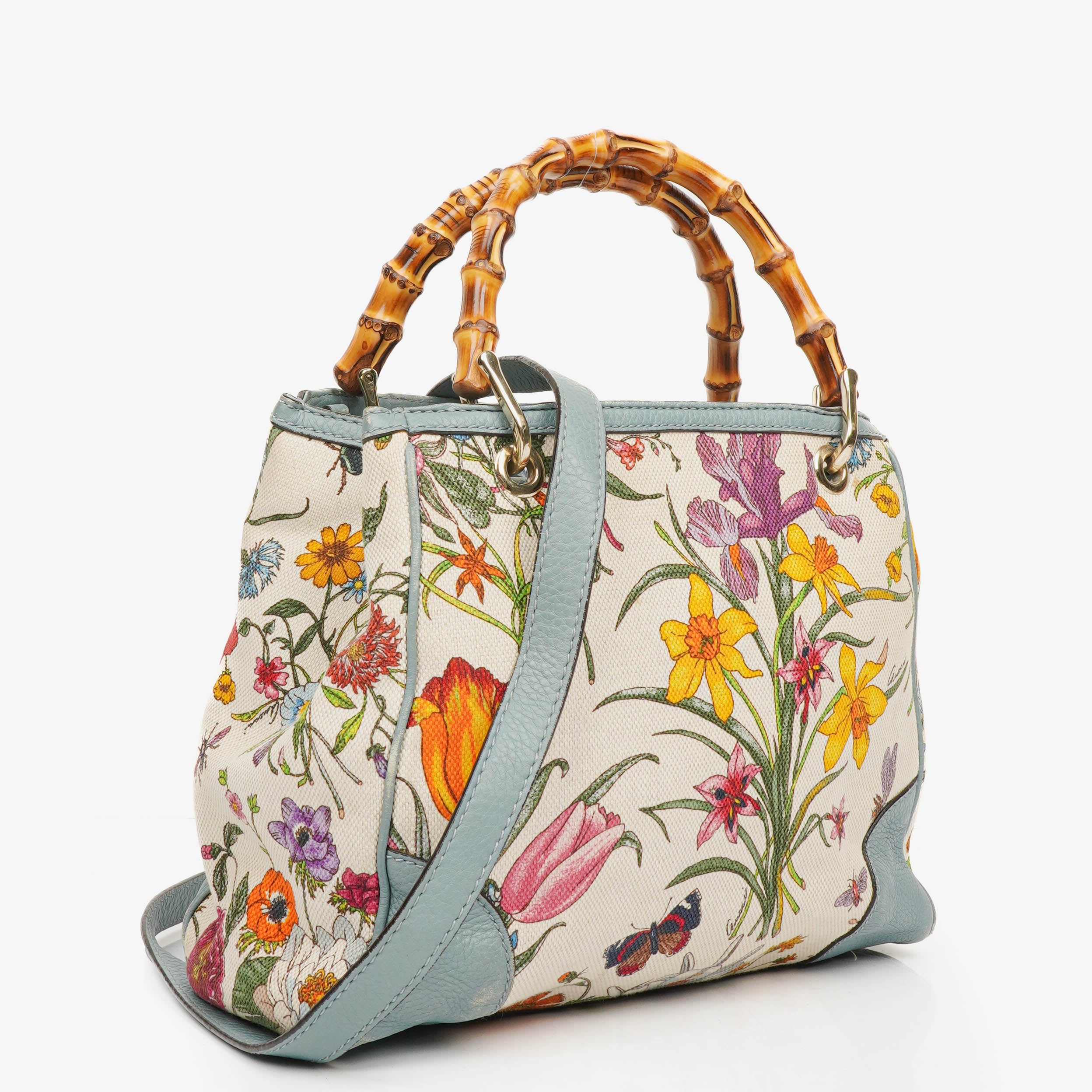 Gucci Bamboo Shopper Multicolour Flora Diana Small Tote Bag
