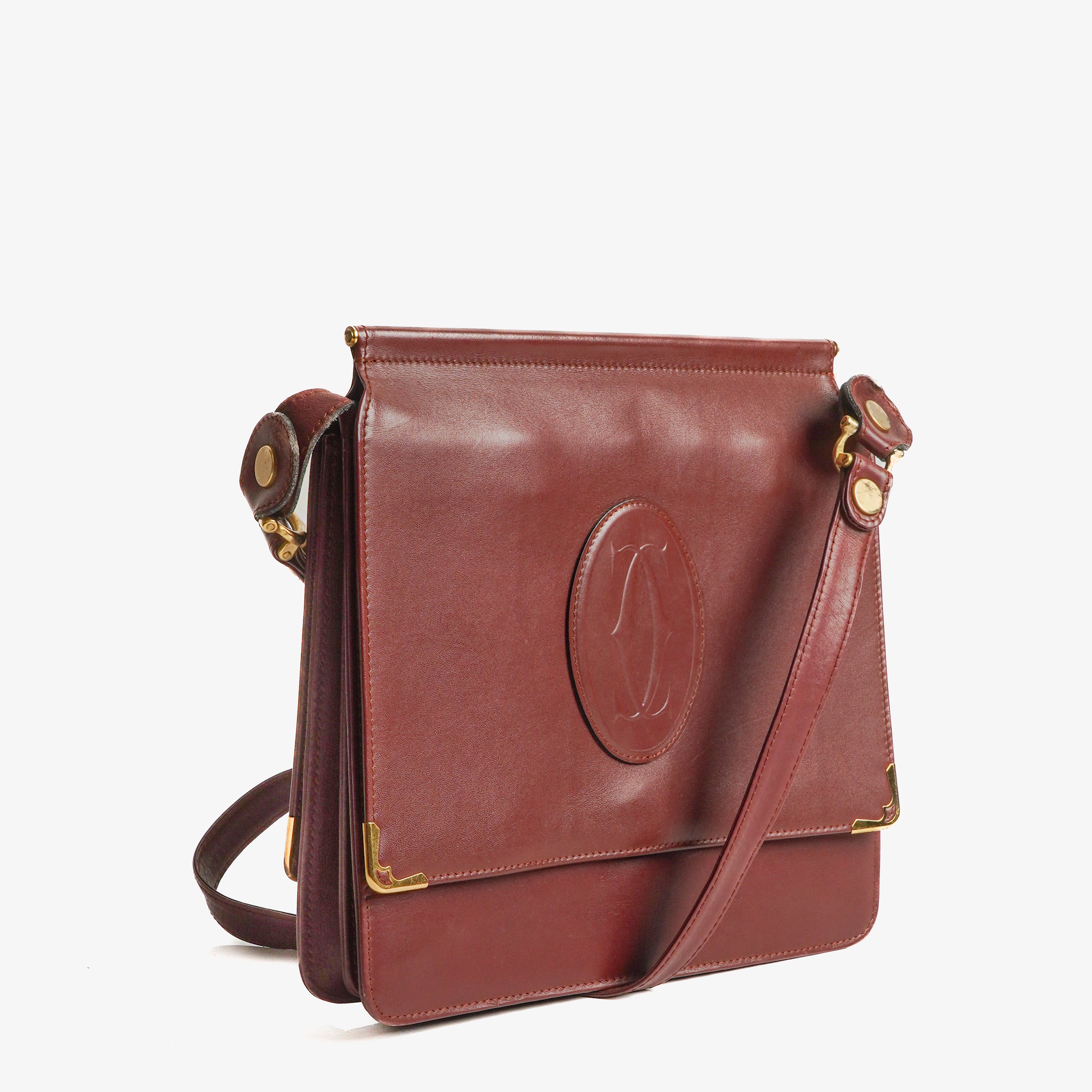 Cartier Must De Cartier Burgundy Leather Bag