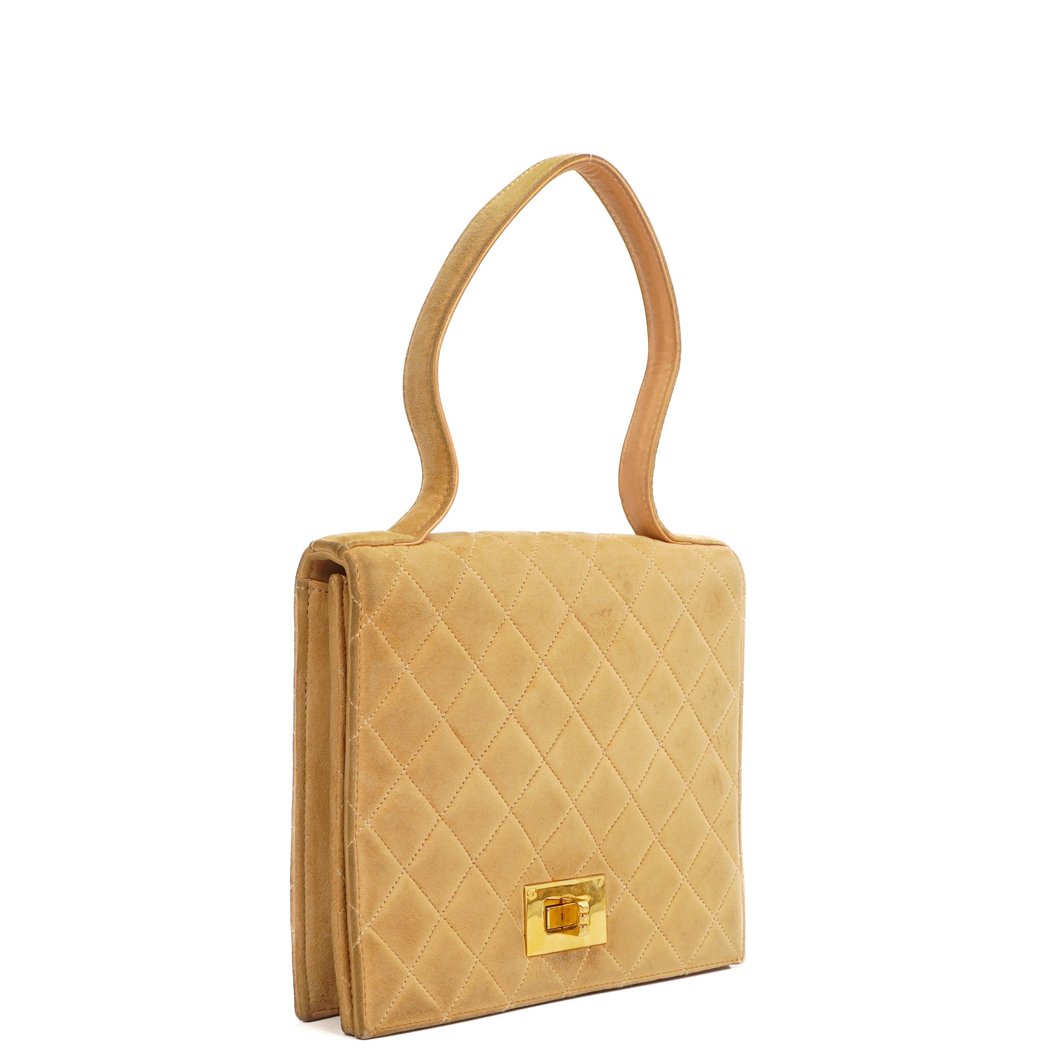 Chanel Mademoiselle Klappentasche Beige Wildleder 24K Vergoldete Beschläge