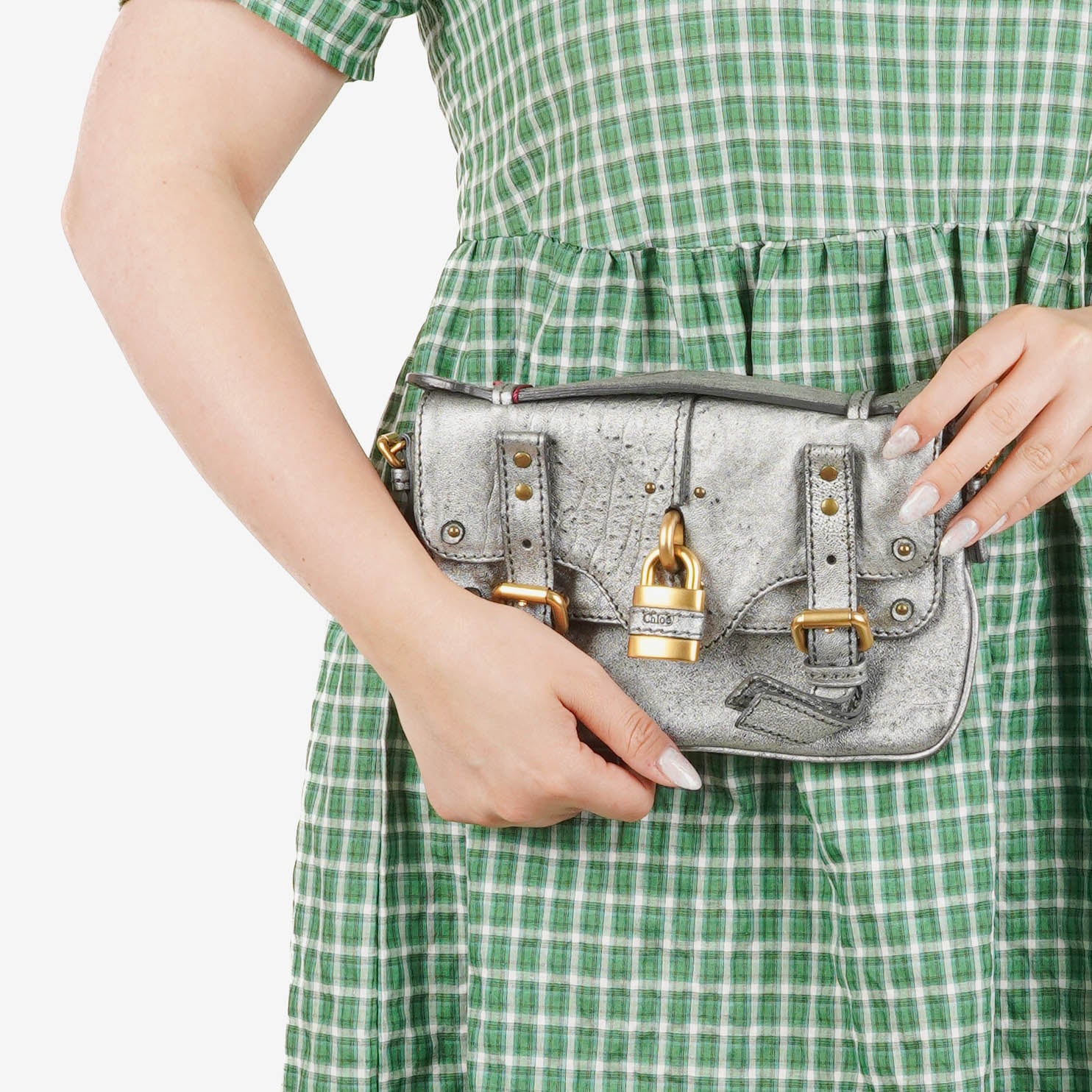 Chloe Metallic Mini Paddington Satchel Bag