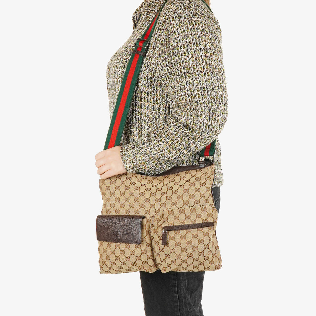 Gucci Sherry Line GG Canvas Double Pocket Messenger Bag
