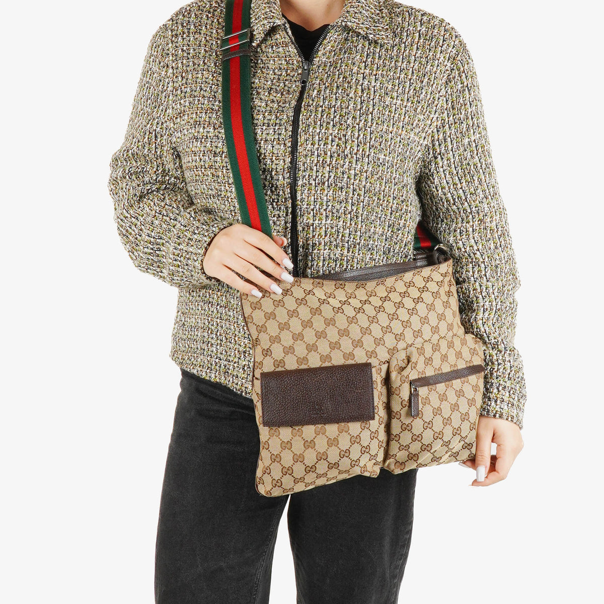 Gucci Sherry Line GG Canvas Double Pocket Messenger Bag