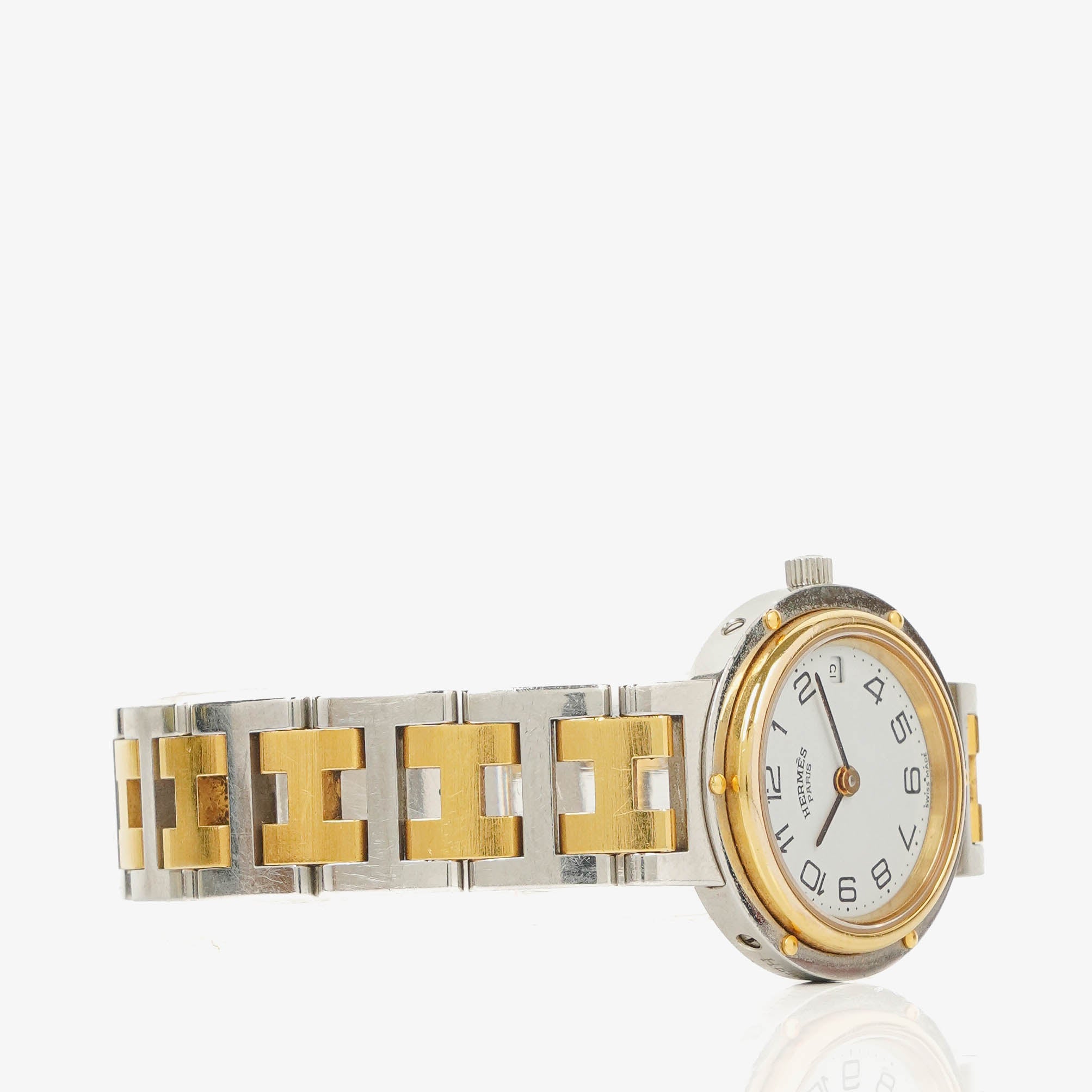 Hermes Clipper Quartz Watch Two- Tone Stainless Steel 