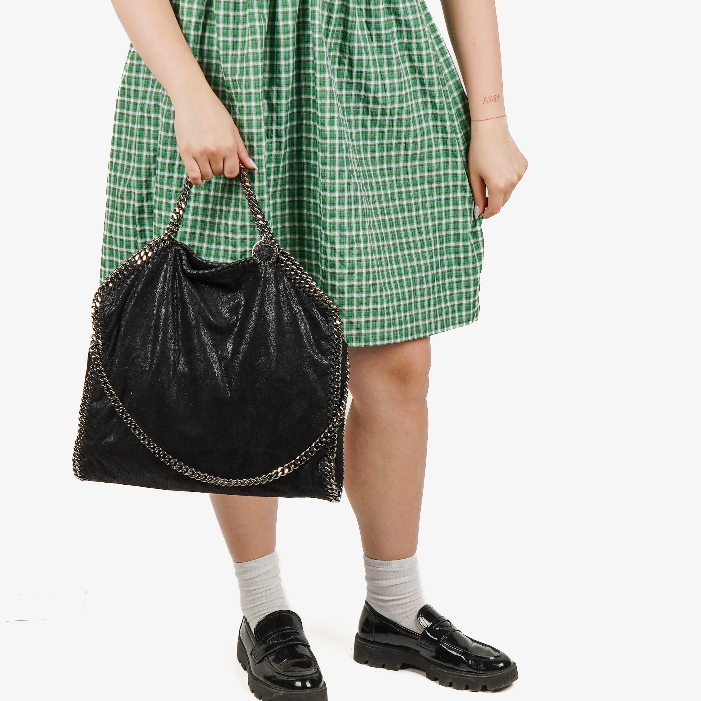 Stella McCartney Black Falabella Tote Vegan Shaggy Deer