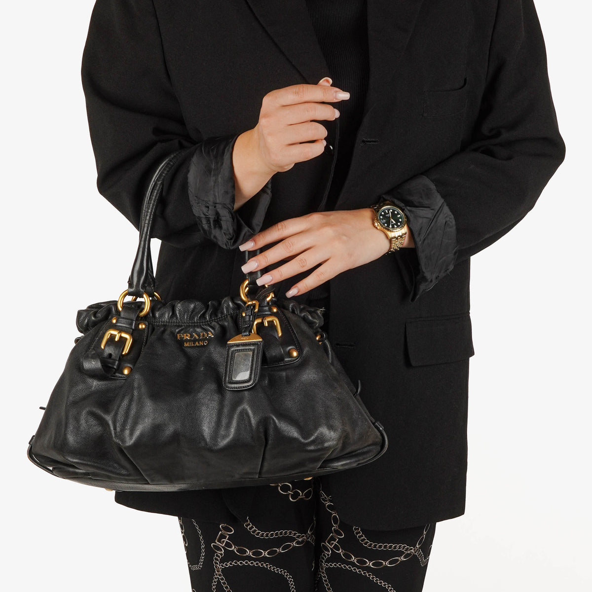 Prada Vitello Black Soft Calfskin Leather Bag