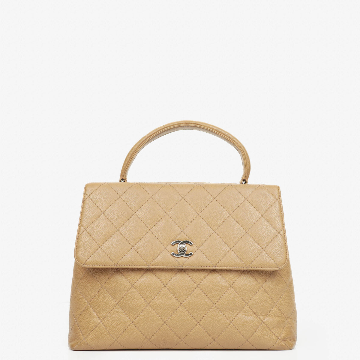 Chanel Beige Caviar Quilted Jumbo Kelly Flap Bag