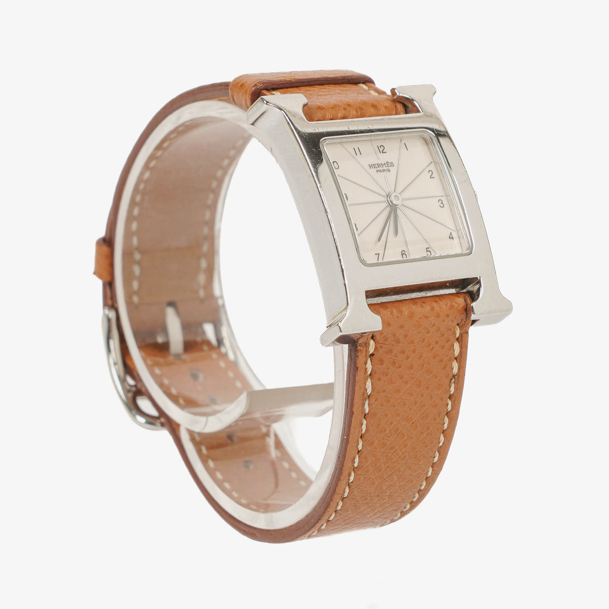 Hermes Heure H 25mm Stainless Steel and Brown Leather Quartz Watch