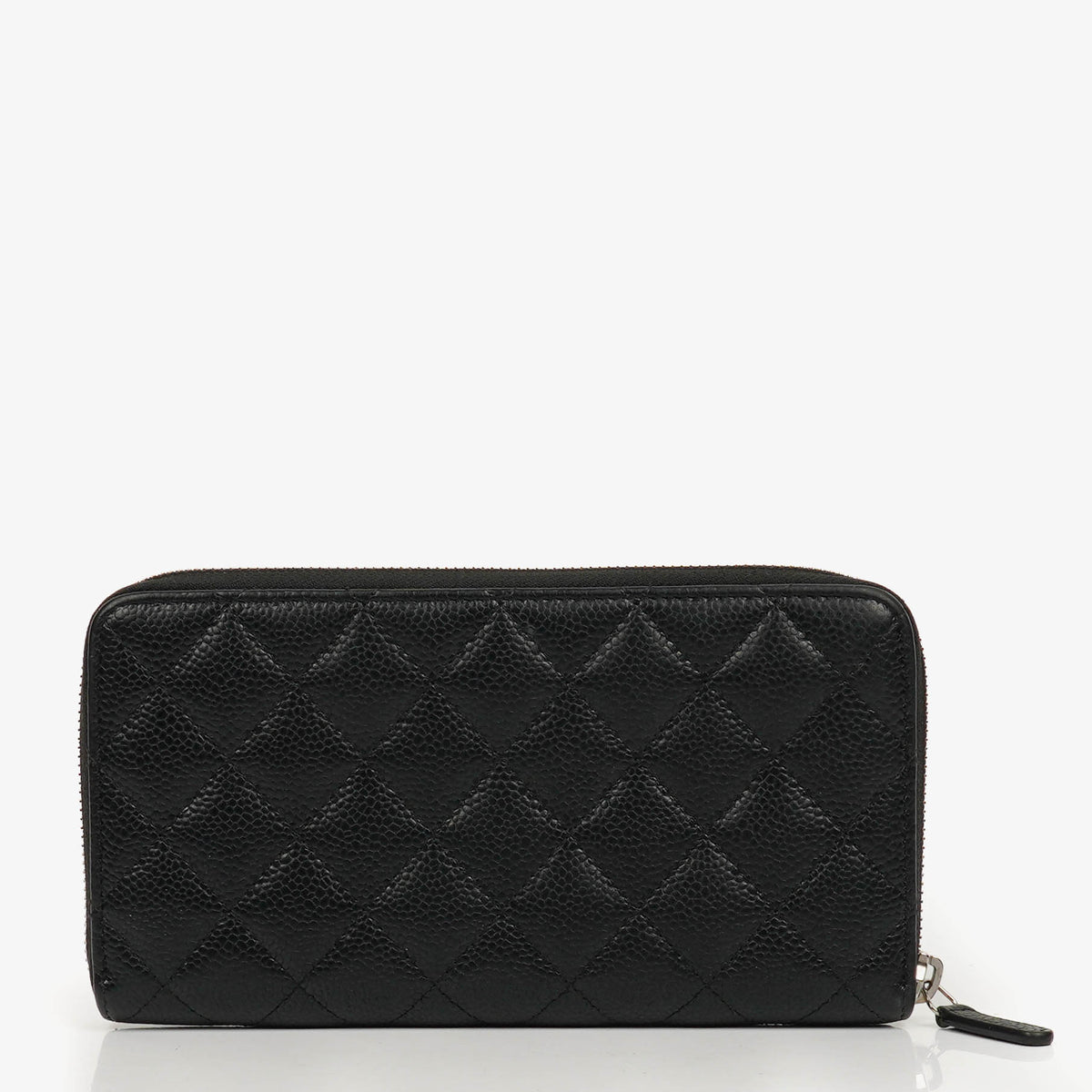 Chanel Black Caviar Quilted Large Gusset Zip Around Wallet
