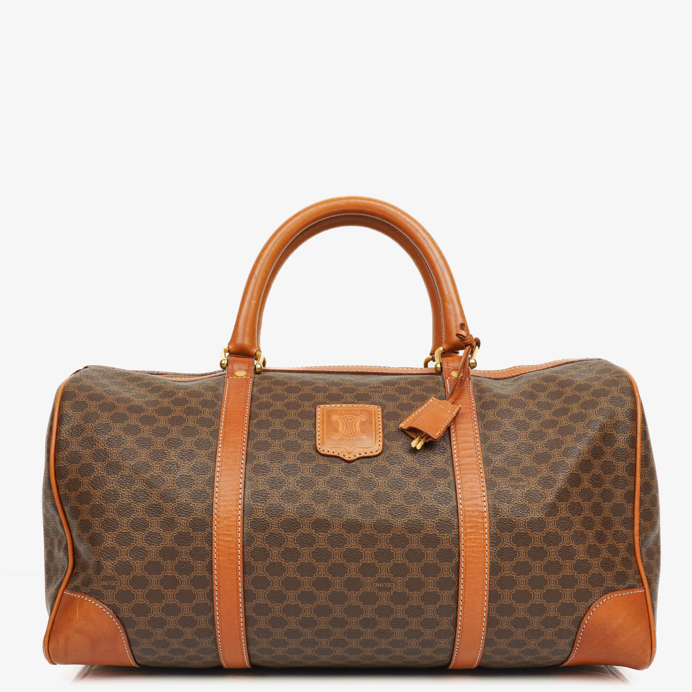 Celine Vintage Macadam Triomphe Brown Travel Bag
