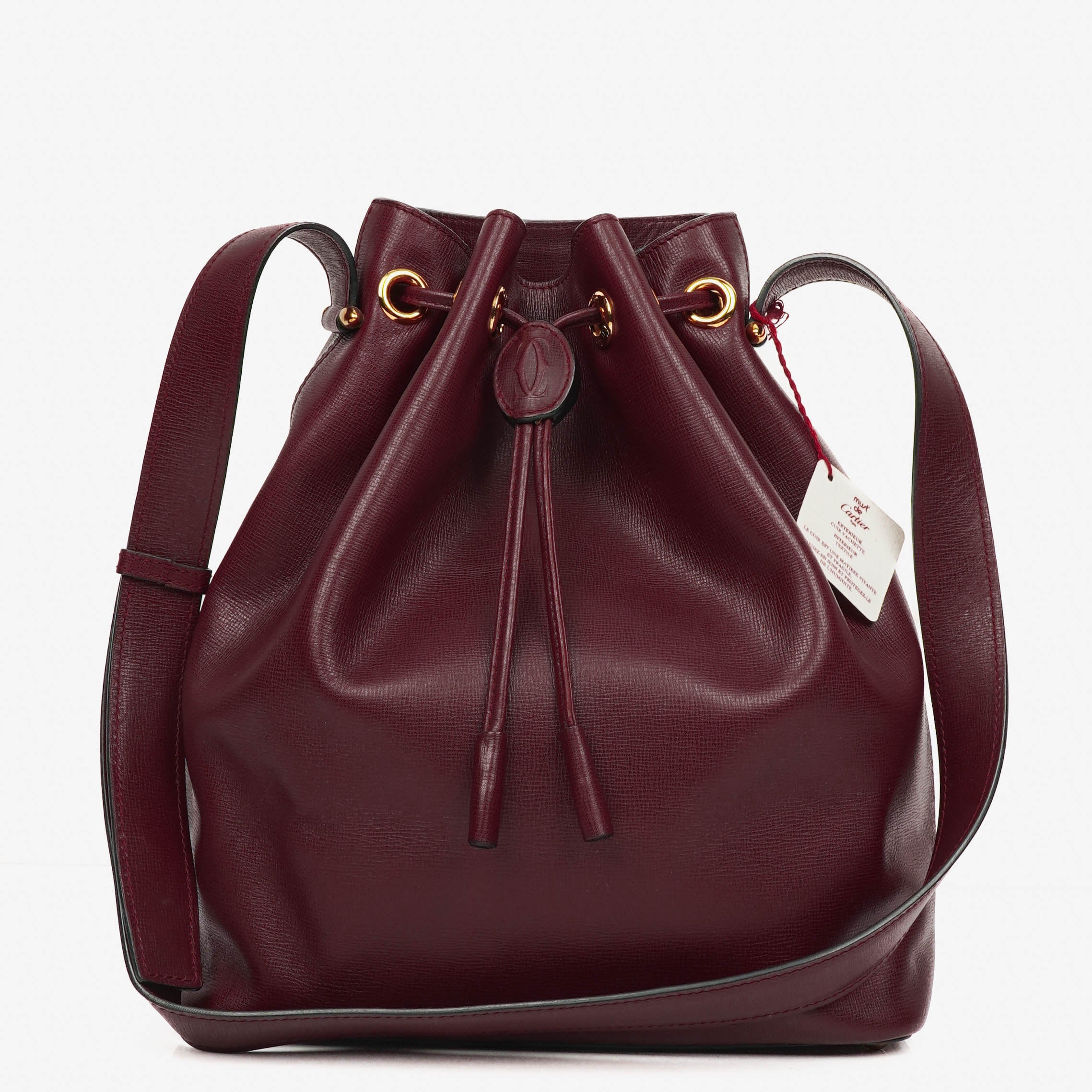 Cartier Must De Cartier Burgundy Leather Small Bucket Bag