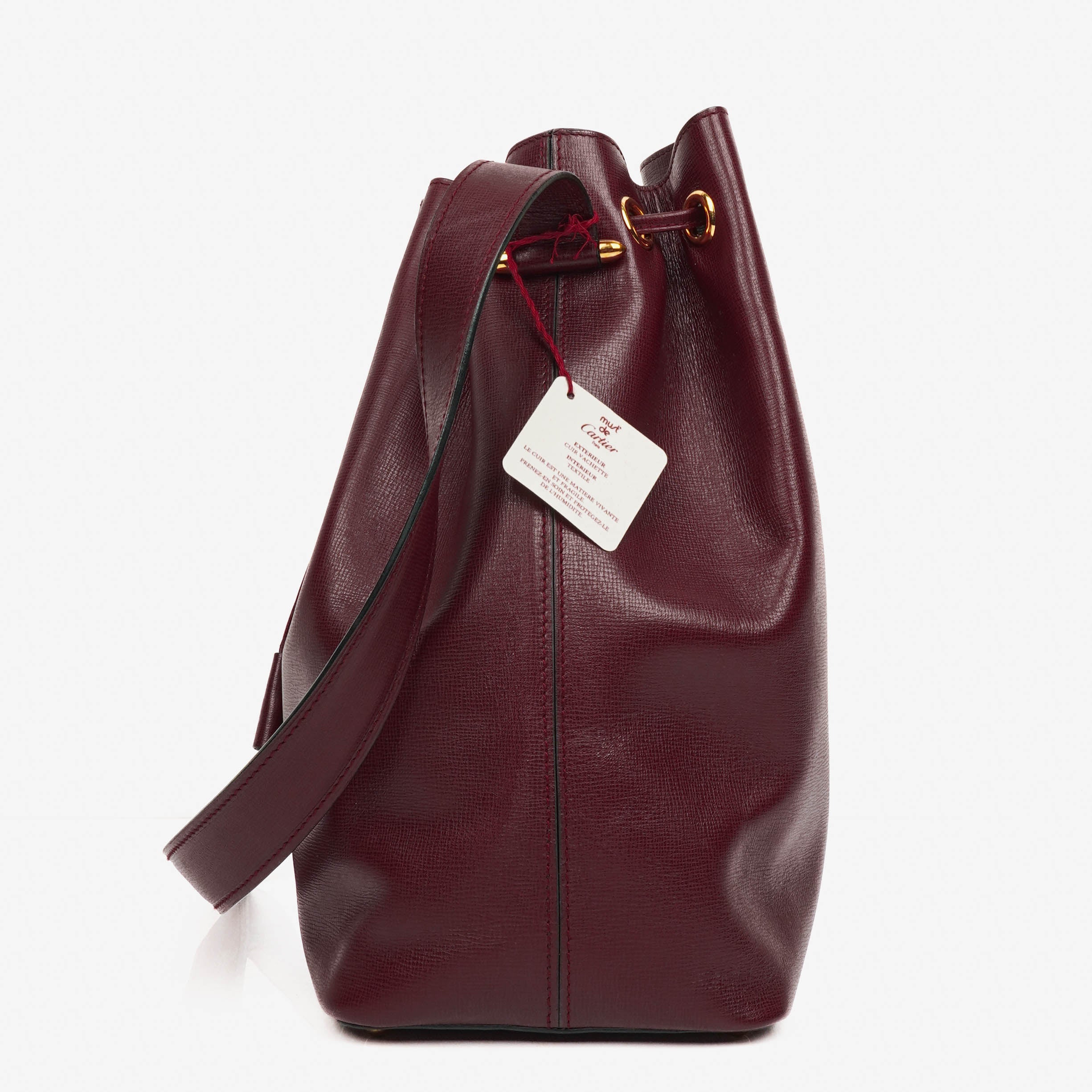 Cartier Must De Cartier Burgundy Leather Small Bucket Bag
