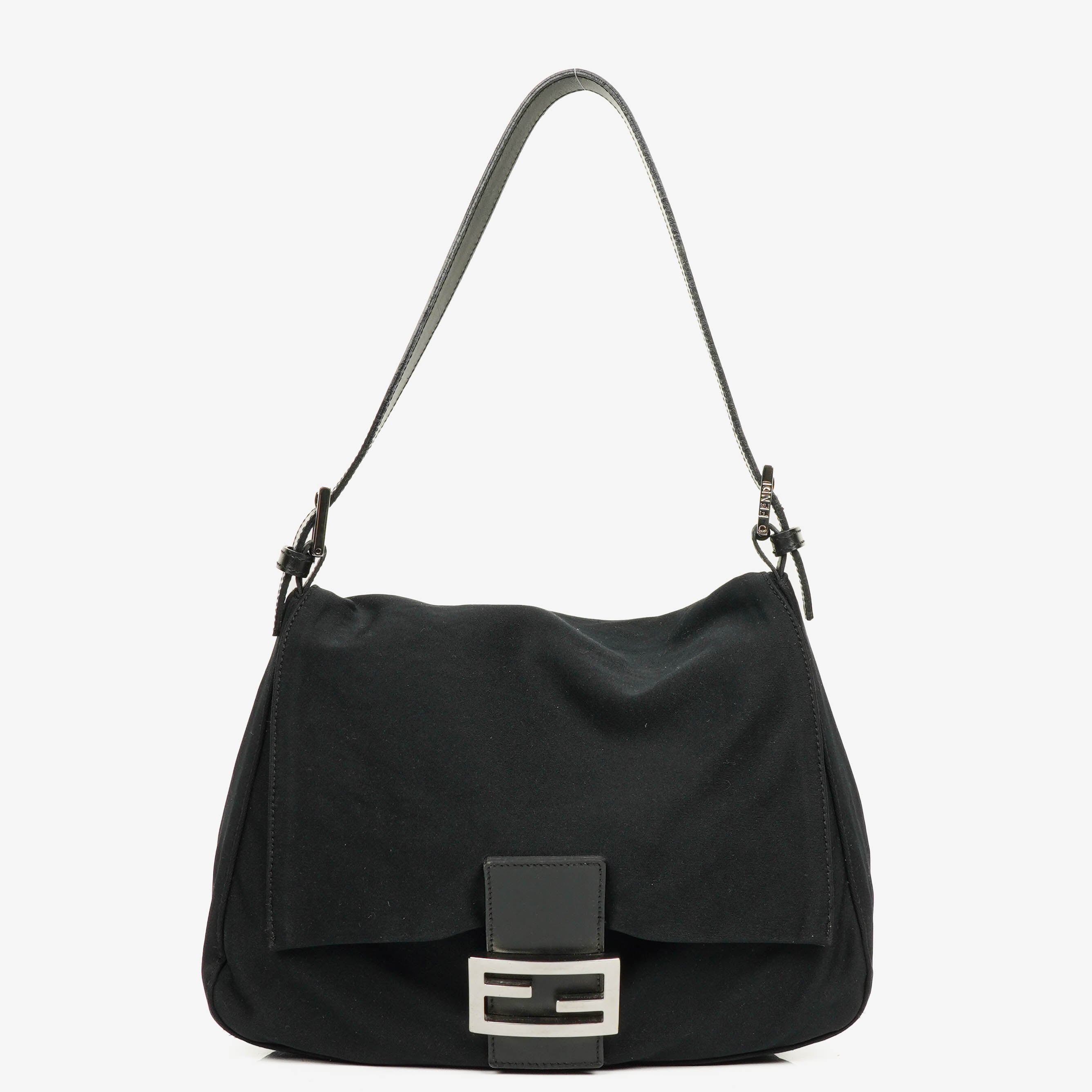 Fendi Mamma Baguette Black Neoprene Shoulder Bag