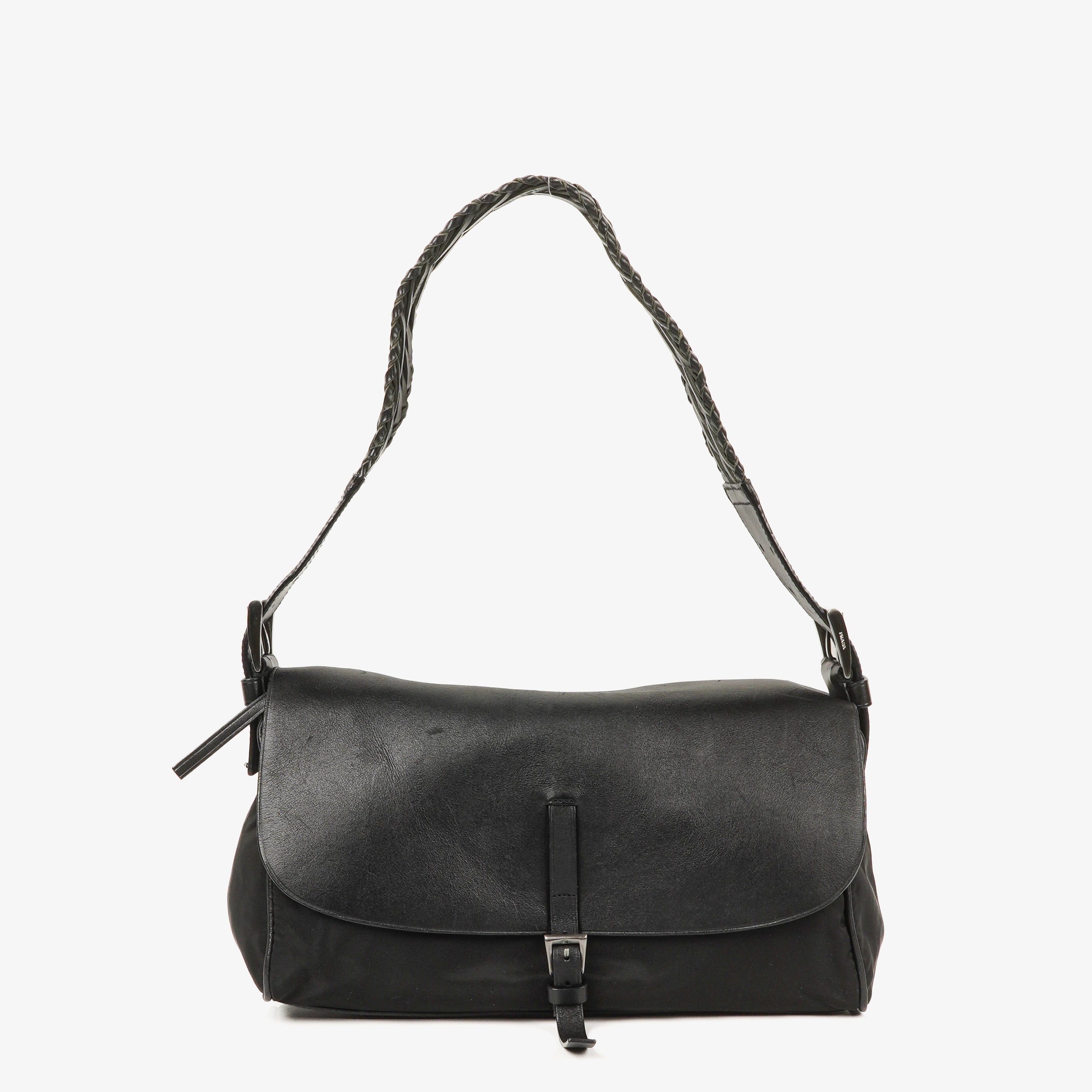 Prada Nylon and Leather Shoulder Bag