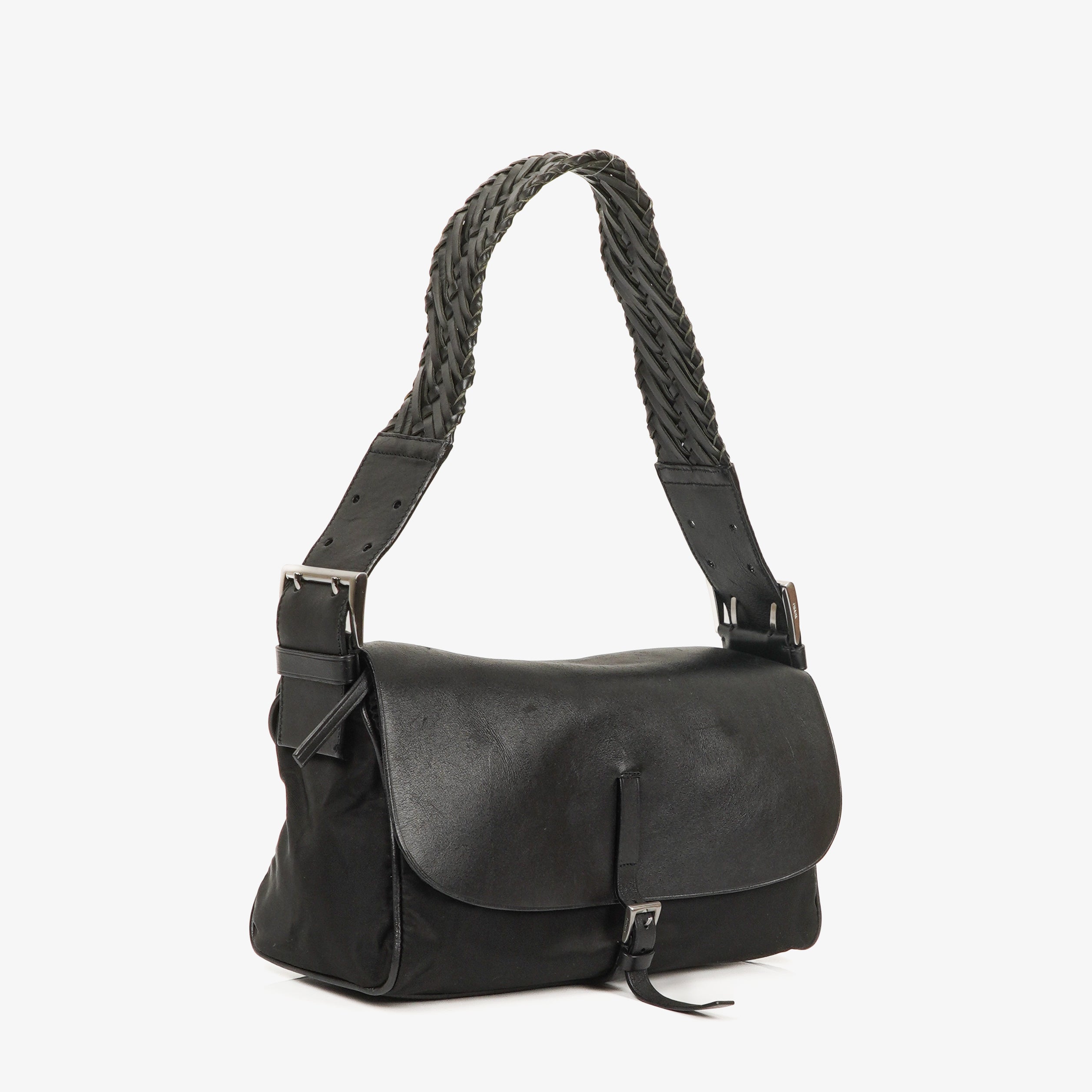 Prada Nylon and Leather Shoulder Bag
