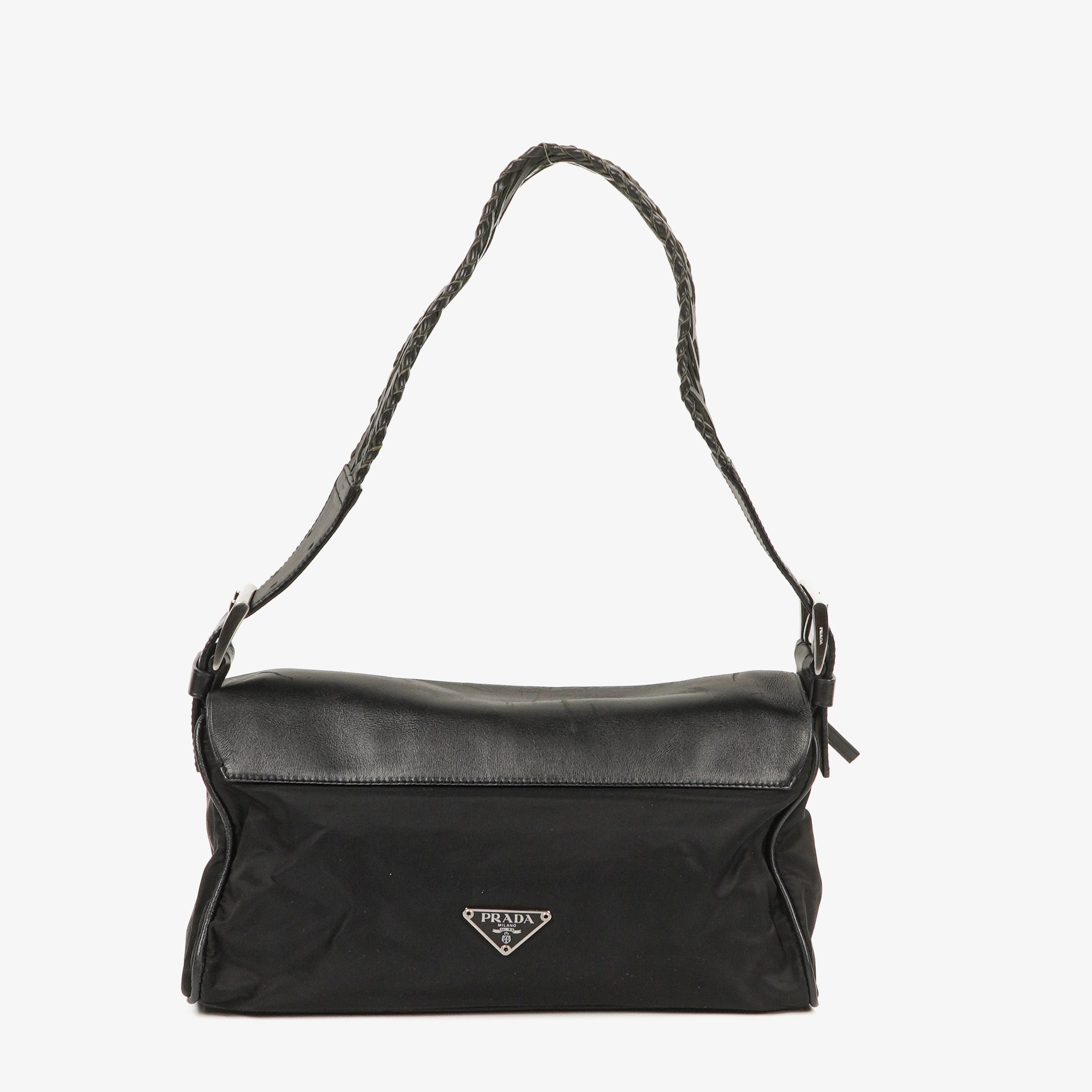 Prada Nylon and Leather Shoulder Bag
