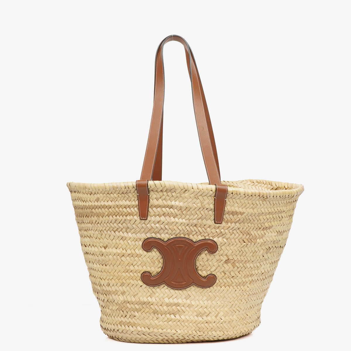 Celine Classic Panier Triomphe Neutral/Brown Raffia Basket Bag
