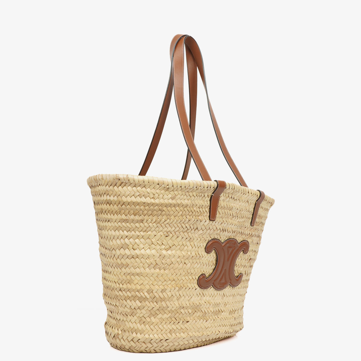 Celine Classic Panier Triomphe Neutral/Brown Raffia Basket Bag