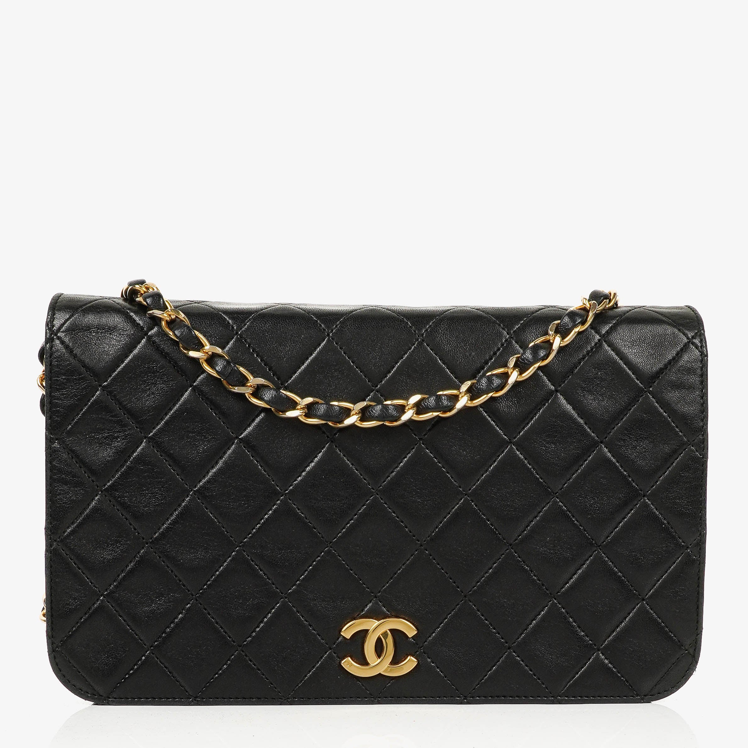 Chanel Classic Full Flap Bag Black Quilted Lambskin 24K Gold-Plated Hardware