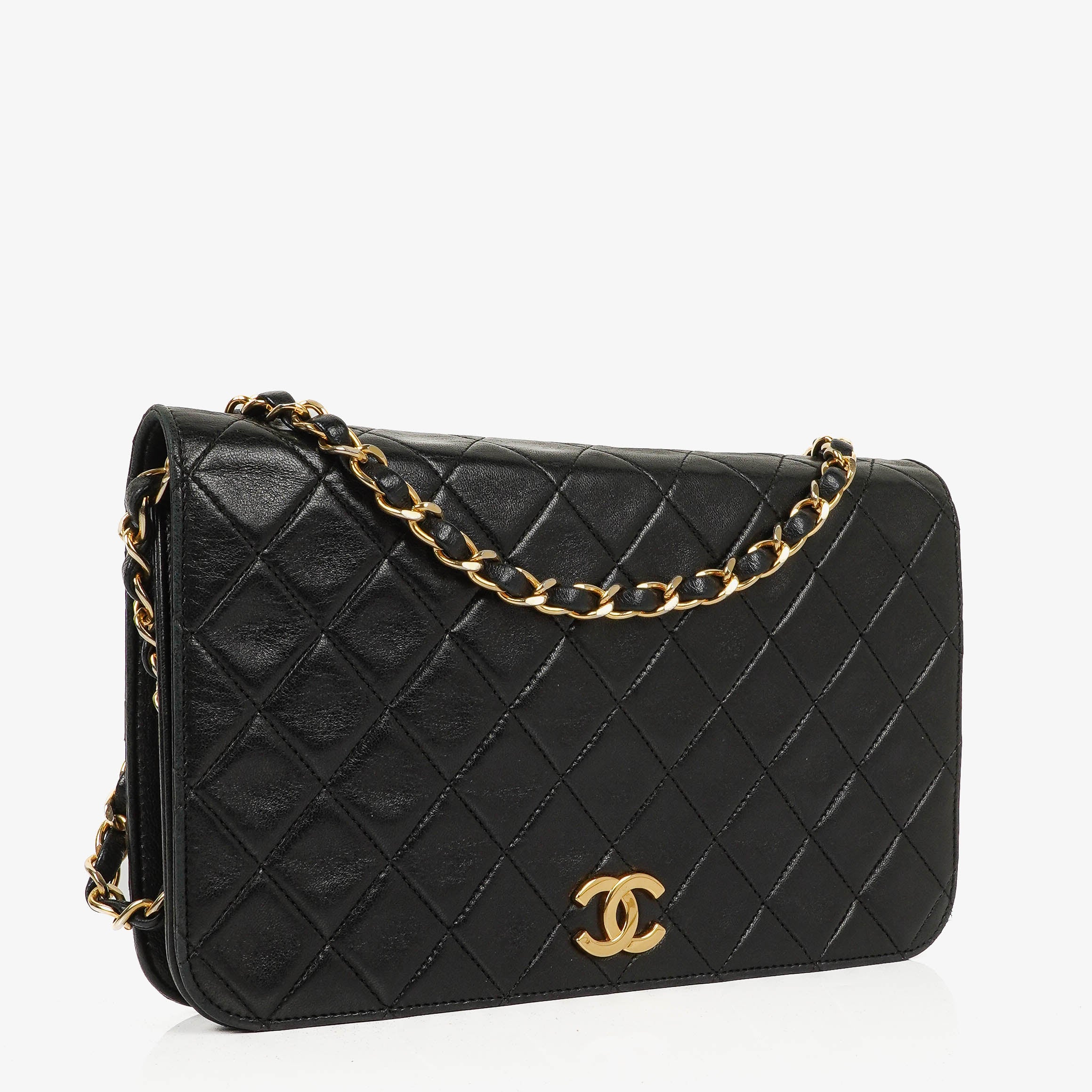 Chanel Classic Full Flap Bag Black Quilted Lambskin 24K Gold-Plated Hardware