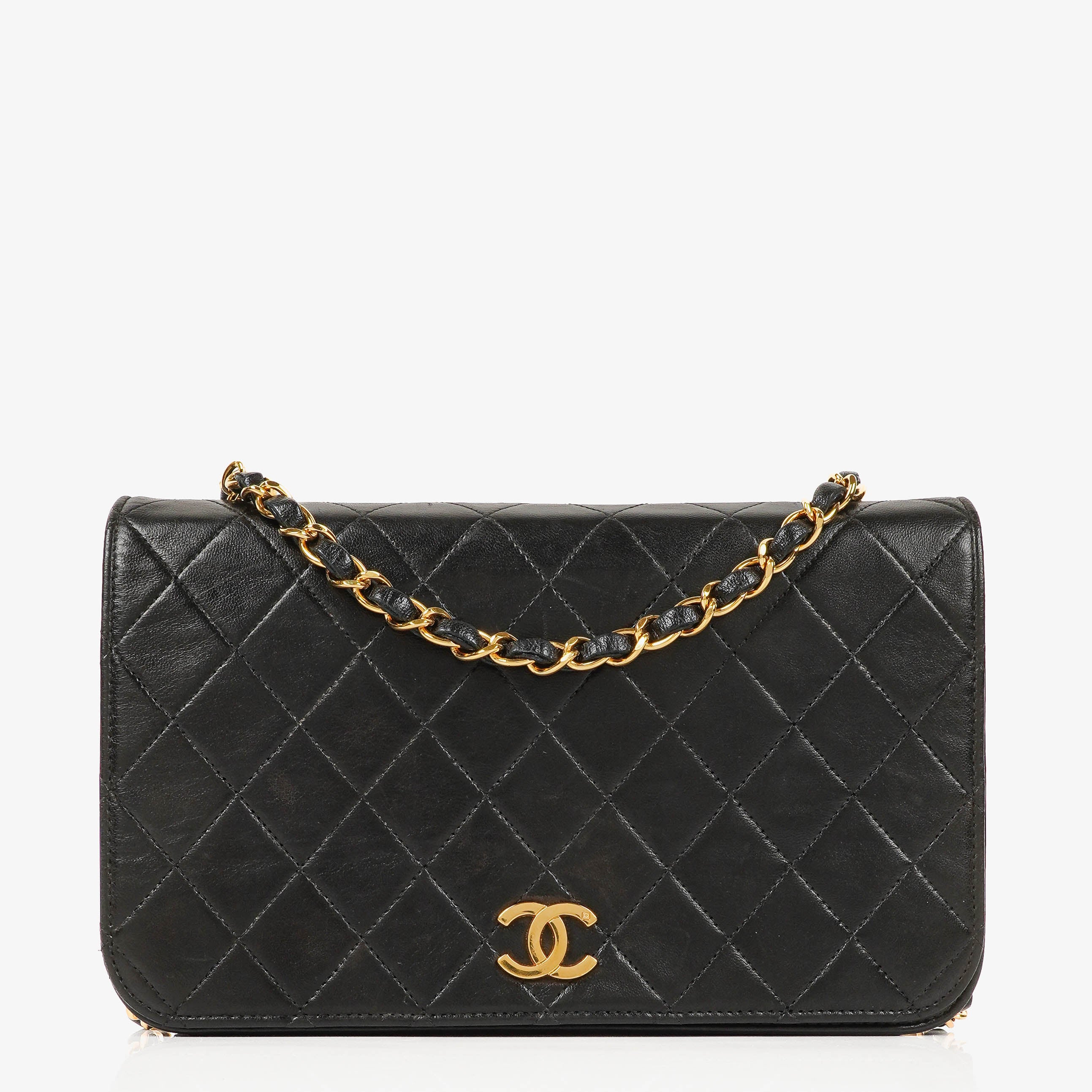 Chanel Classic Full Flap Bag Black Quilted Lambskin 24K Gold-Plated Hardware