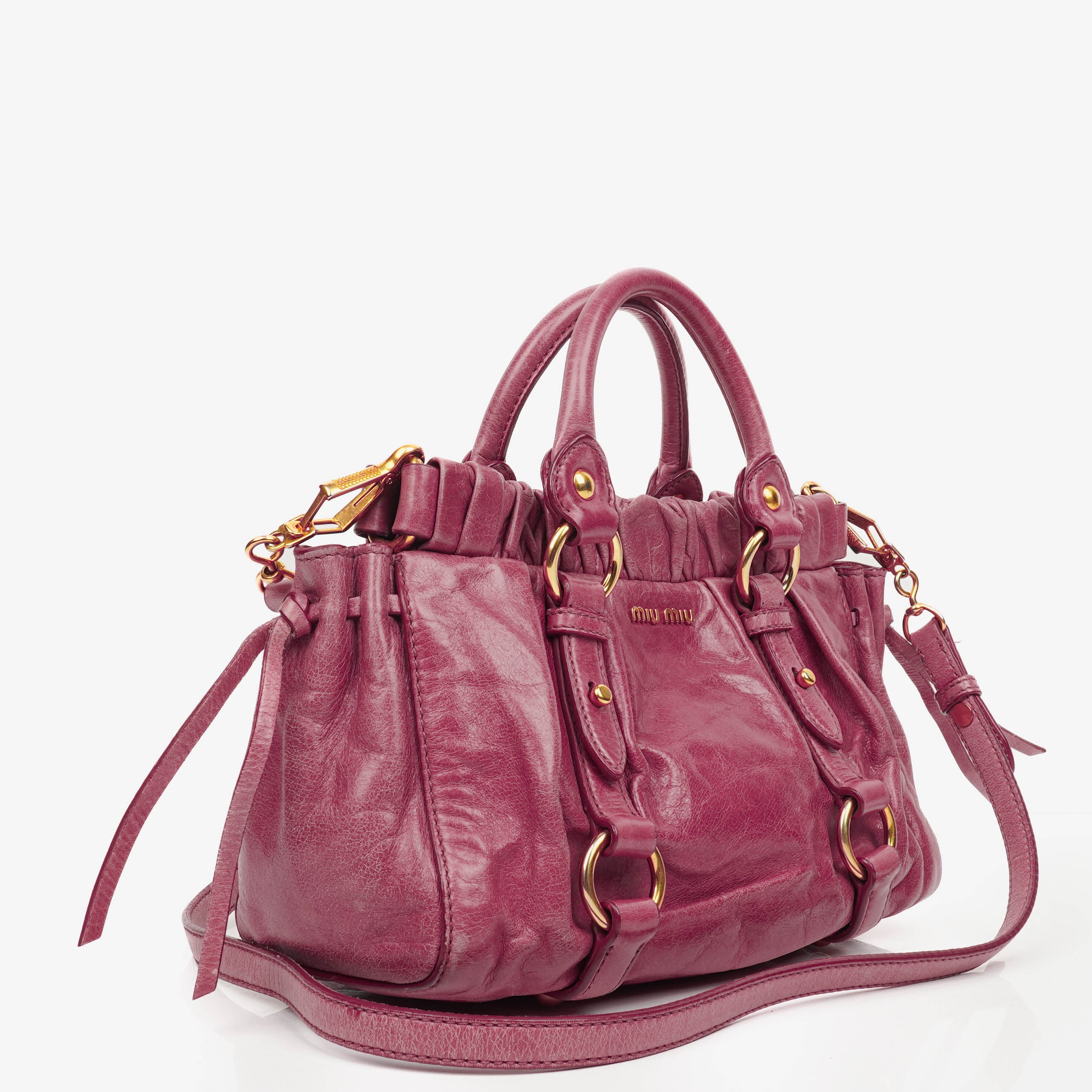 Miu Miu Vitello Dark Pink Satchel Bag