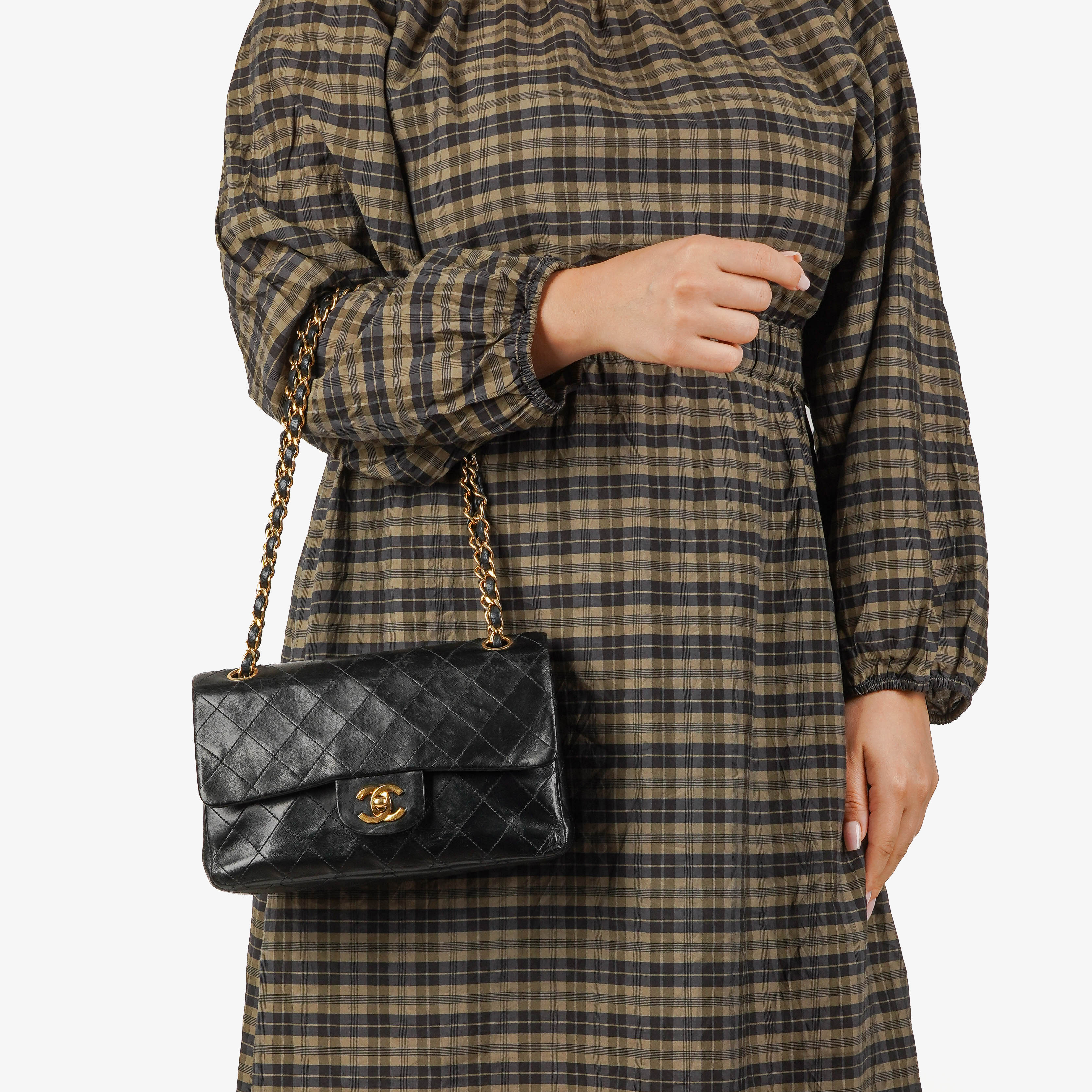 Chanel Vintage Small Classic Double Flap Bag Black Quilted Lambskin 24K Gold-Plated Hardware