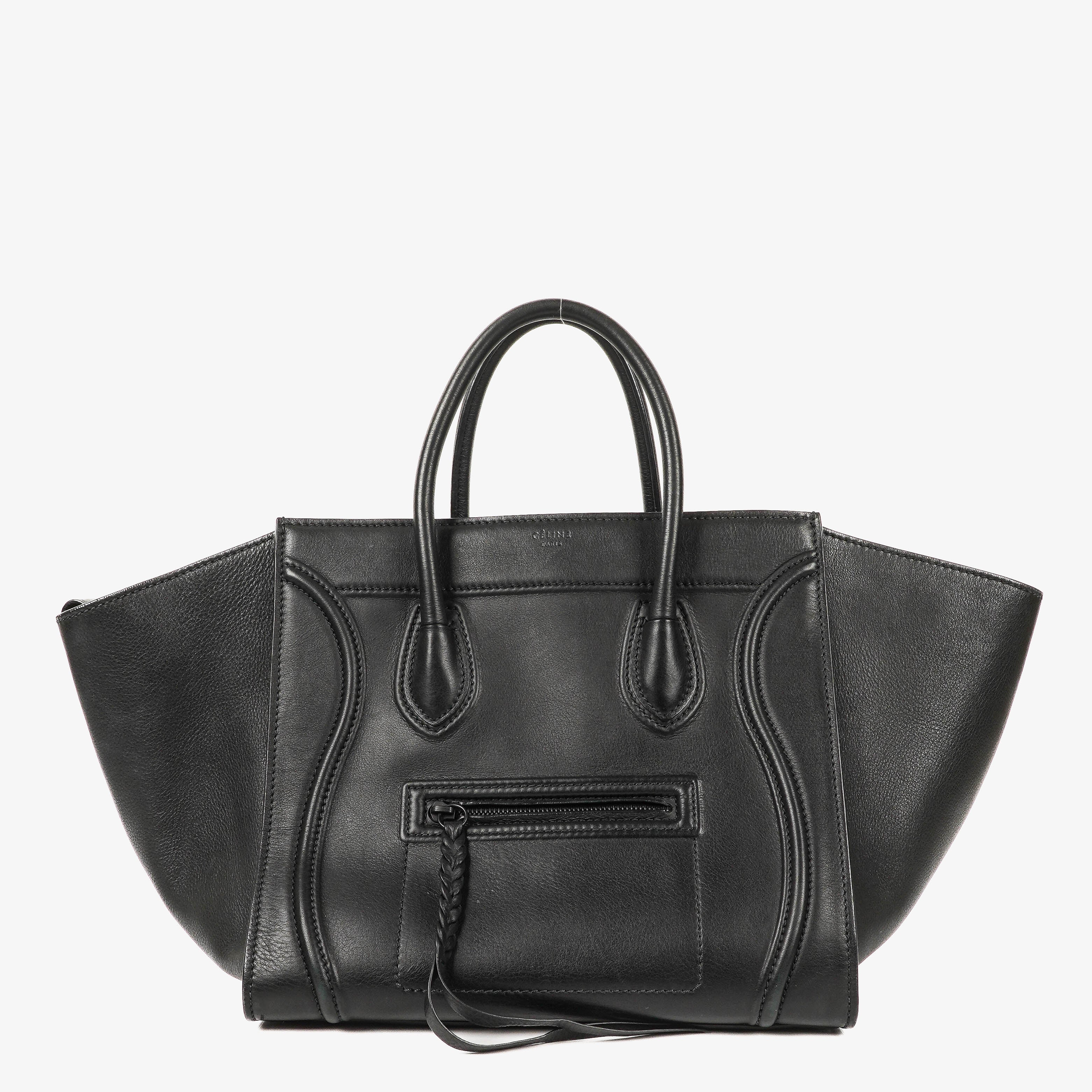 Celine Medium Luggage Black Leather Handbag