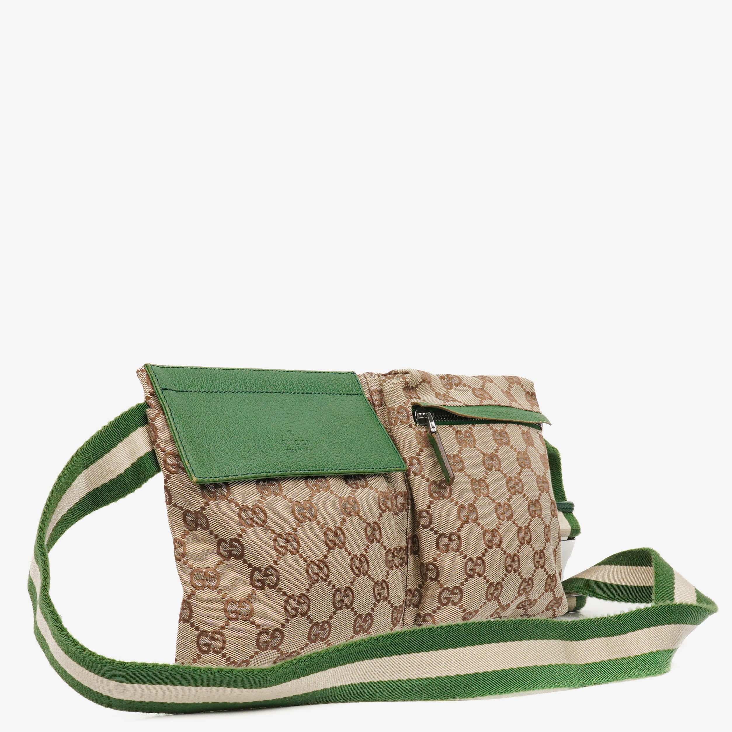 Gucci GG Multicolour Beige/Green Monogram Canvas Belt Bag