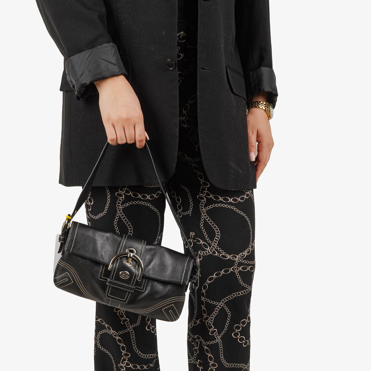 Coach Soho Black Leather Shoulder Bag