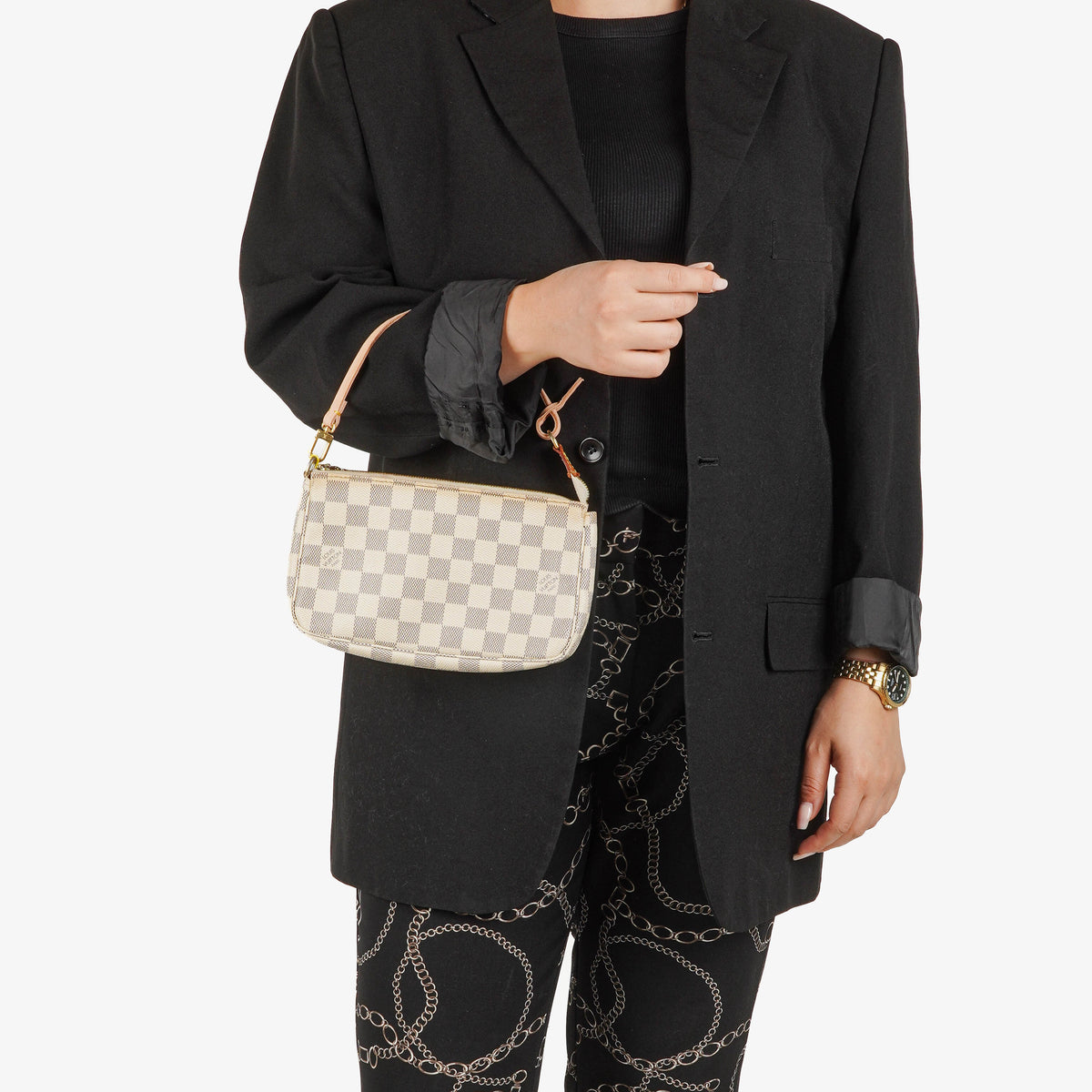 Louis Vuitton Pochette Accessoires Damier Azur Canvas Clutch Handbag