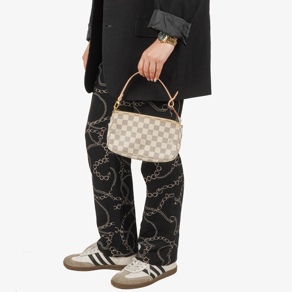 Louis Vuitton Pochette Accessoires Damier Azur Canvas Clutch Handbag