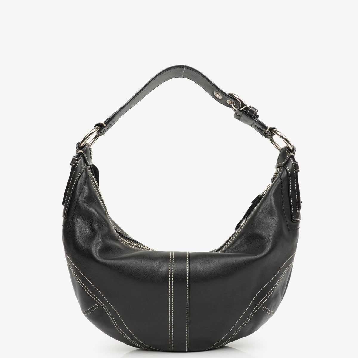 Coach Black Leather Signature Hobo Bag