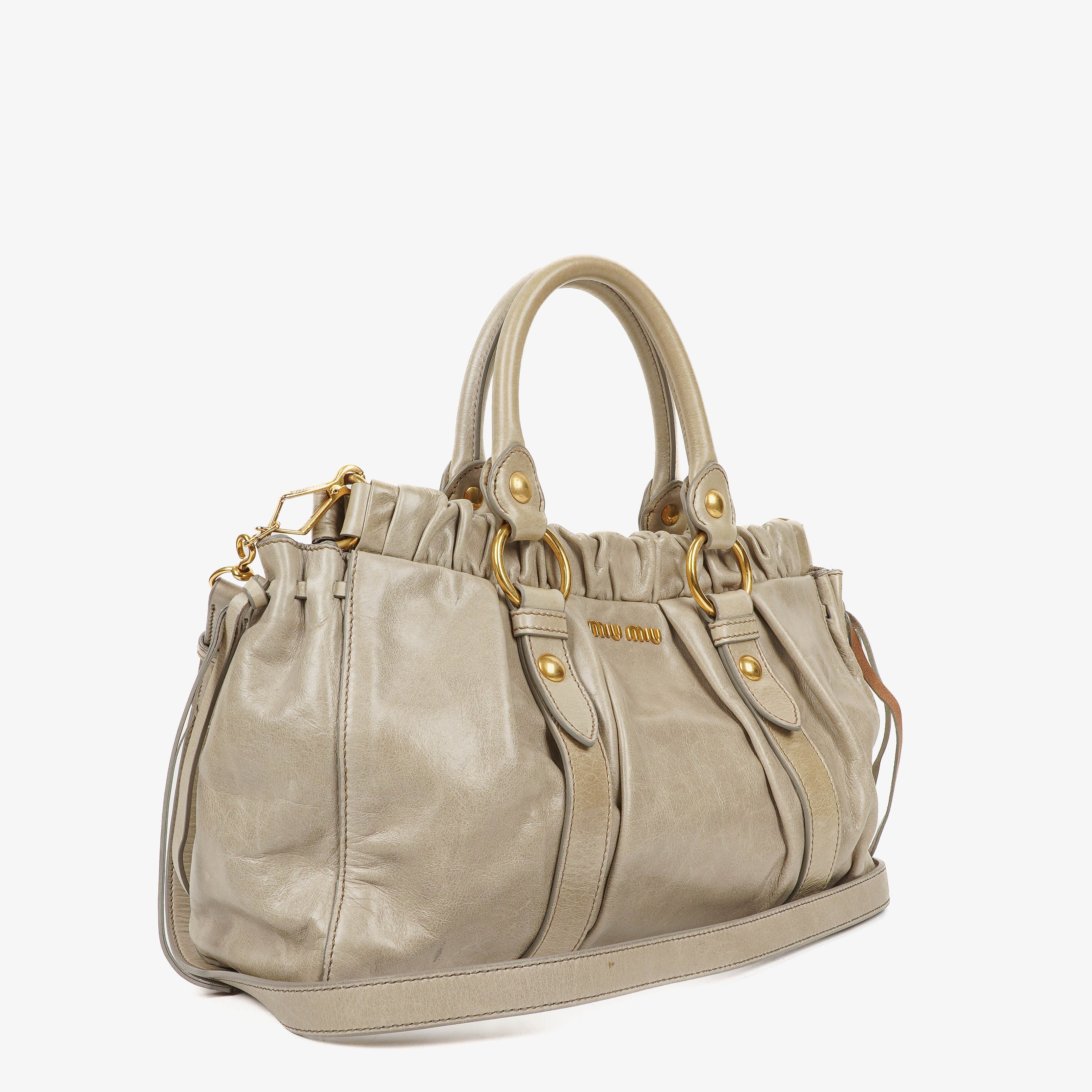 Miu Miu Vitello Light Grey Satchel Bag