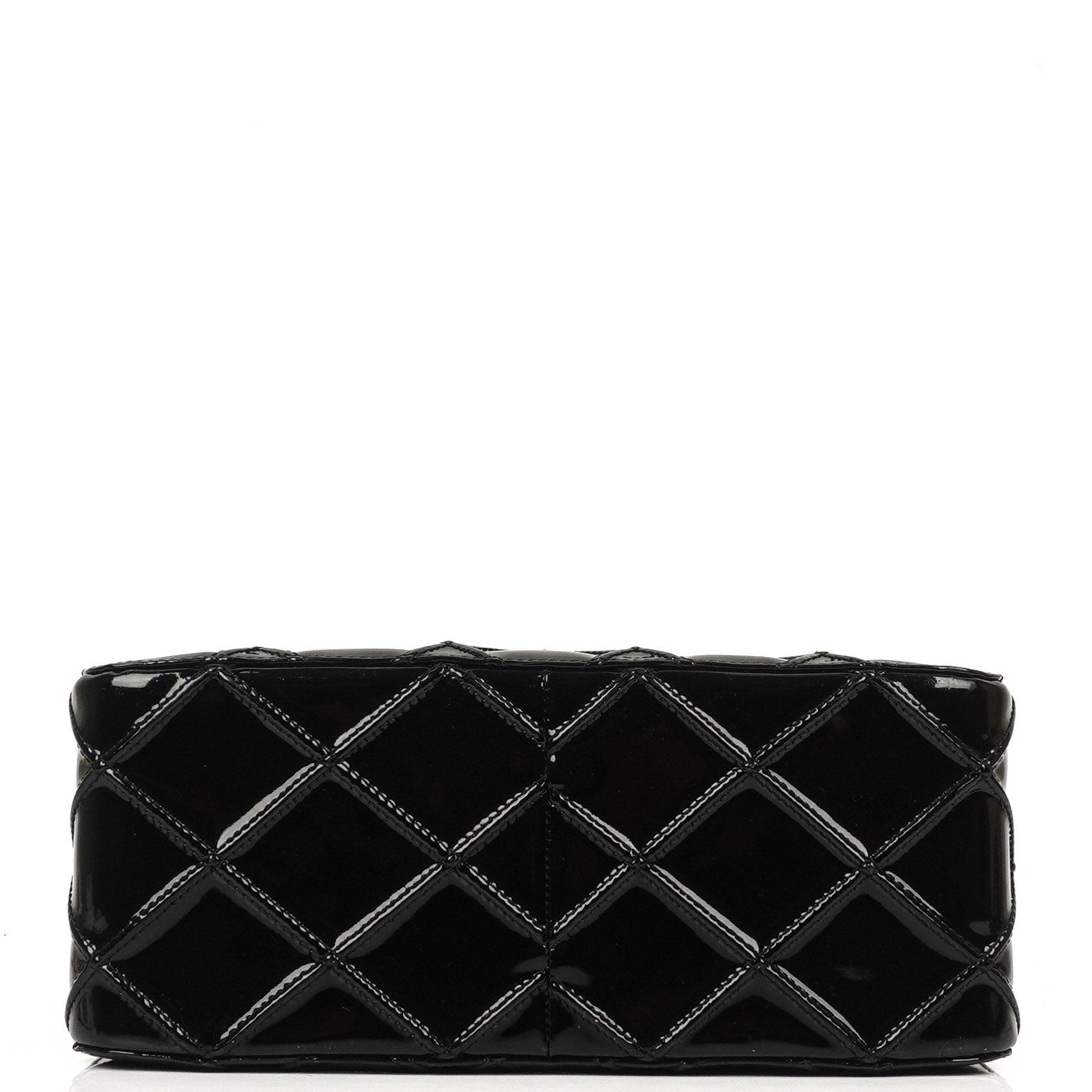 Chanel Diamond Stitch Schwarze Gesteppt Lackleder Schultertasche