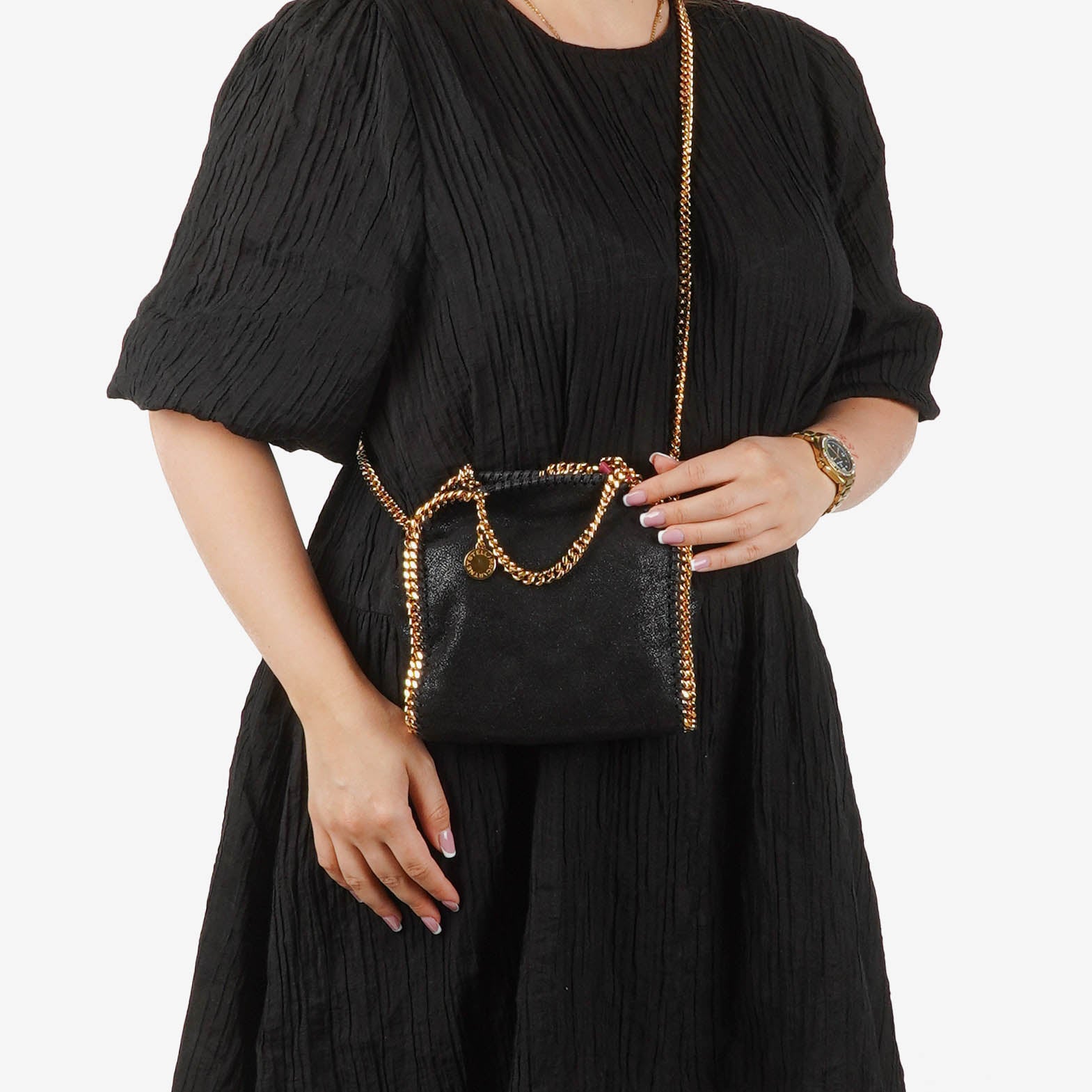 Stella McCartney Falabella Tiny Tote Black Vegan Shaggy Deer Bag