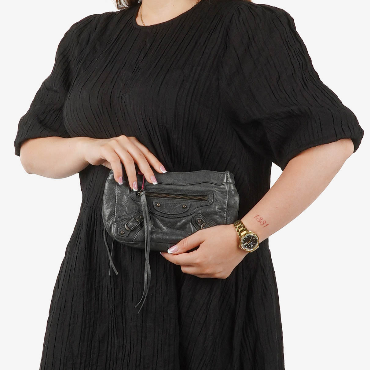 Balenciaga Black Chevre Leather Trousse Maquillage Cosmetic Pouch