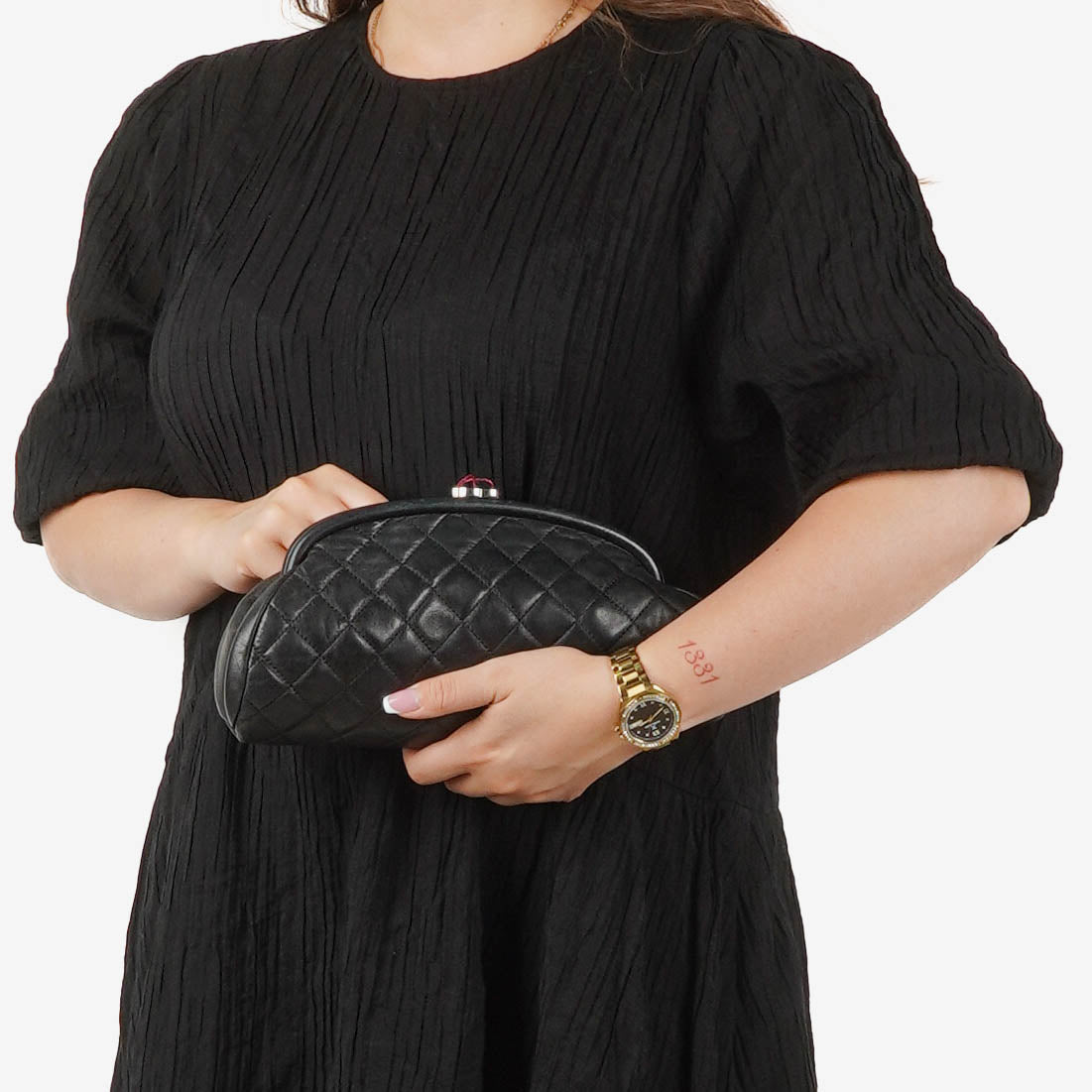 Chanel Black Quilted Leather Timeless Clutch Bag