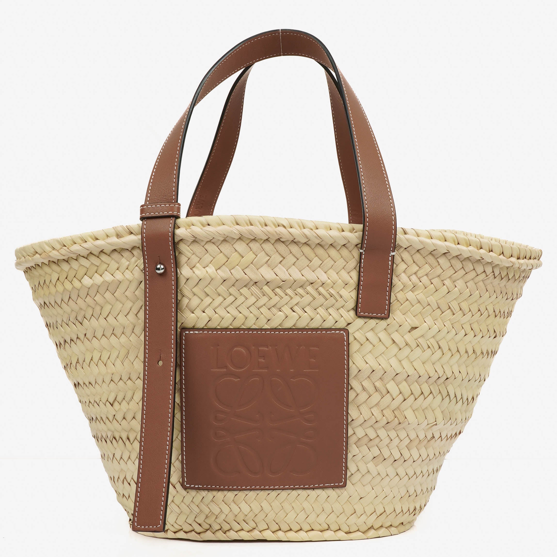 Loewe Neutral/Brown Raffia Basket Bag