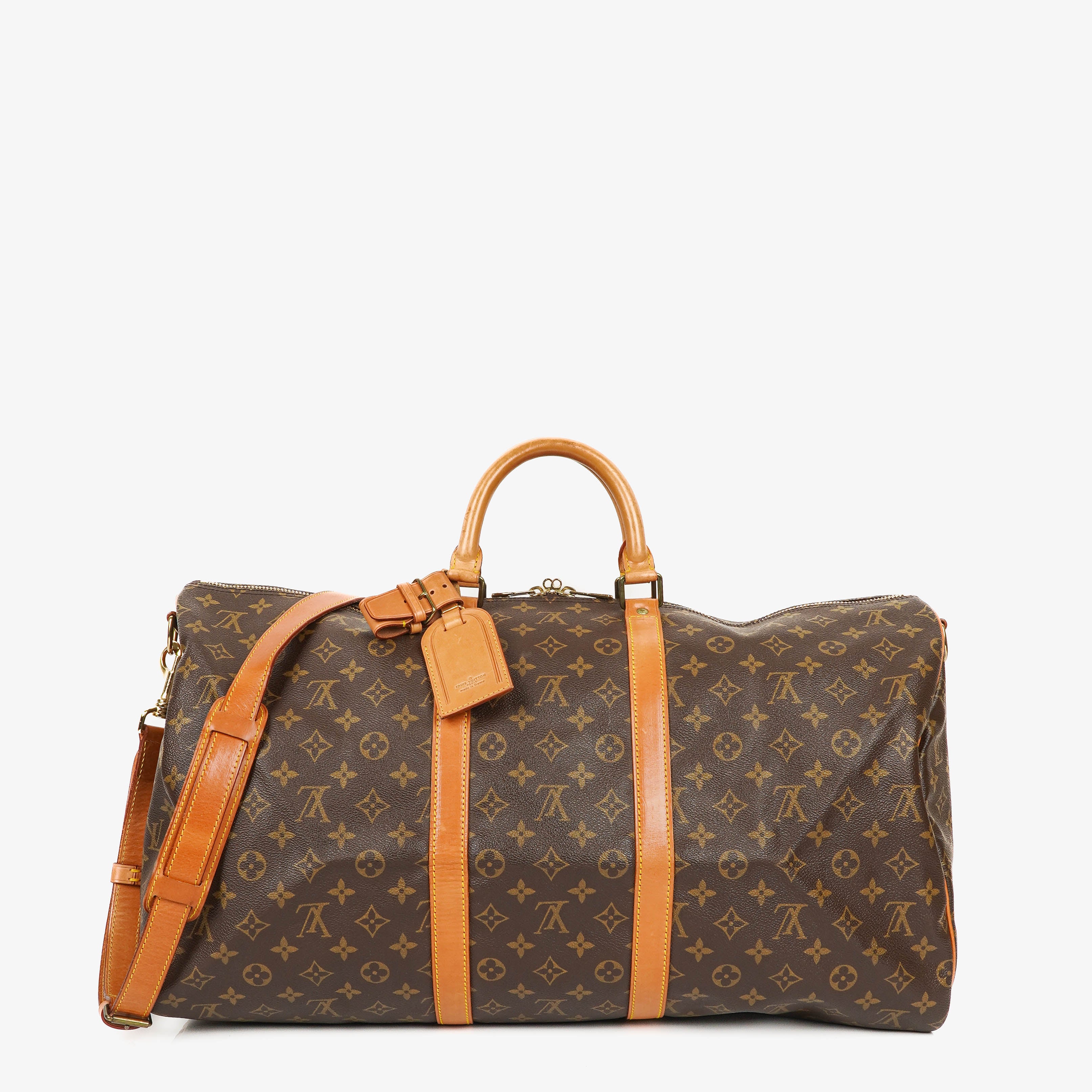 Bolso de viaje Louis Vuitton Keepall 55 Bandoulière de lona con monograma