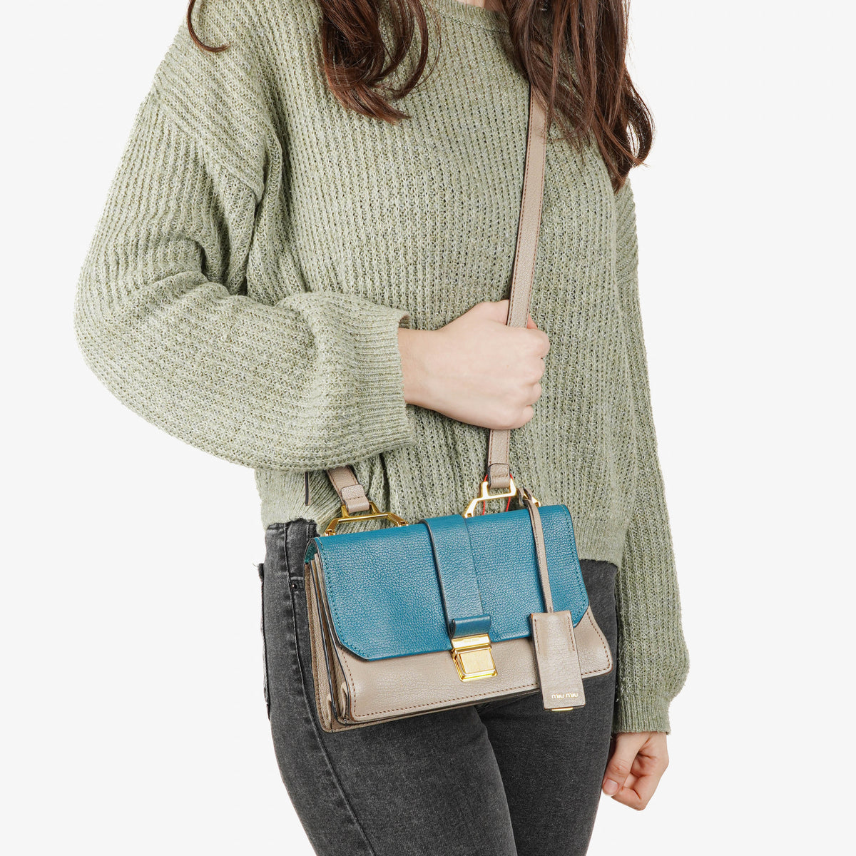 Miu Miu Madras Goatskin Multicolor Crossbody Bag