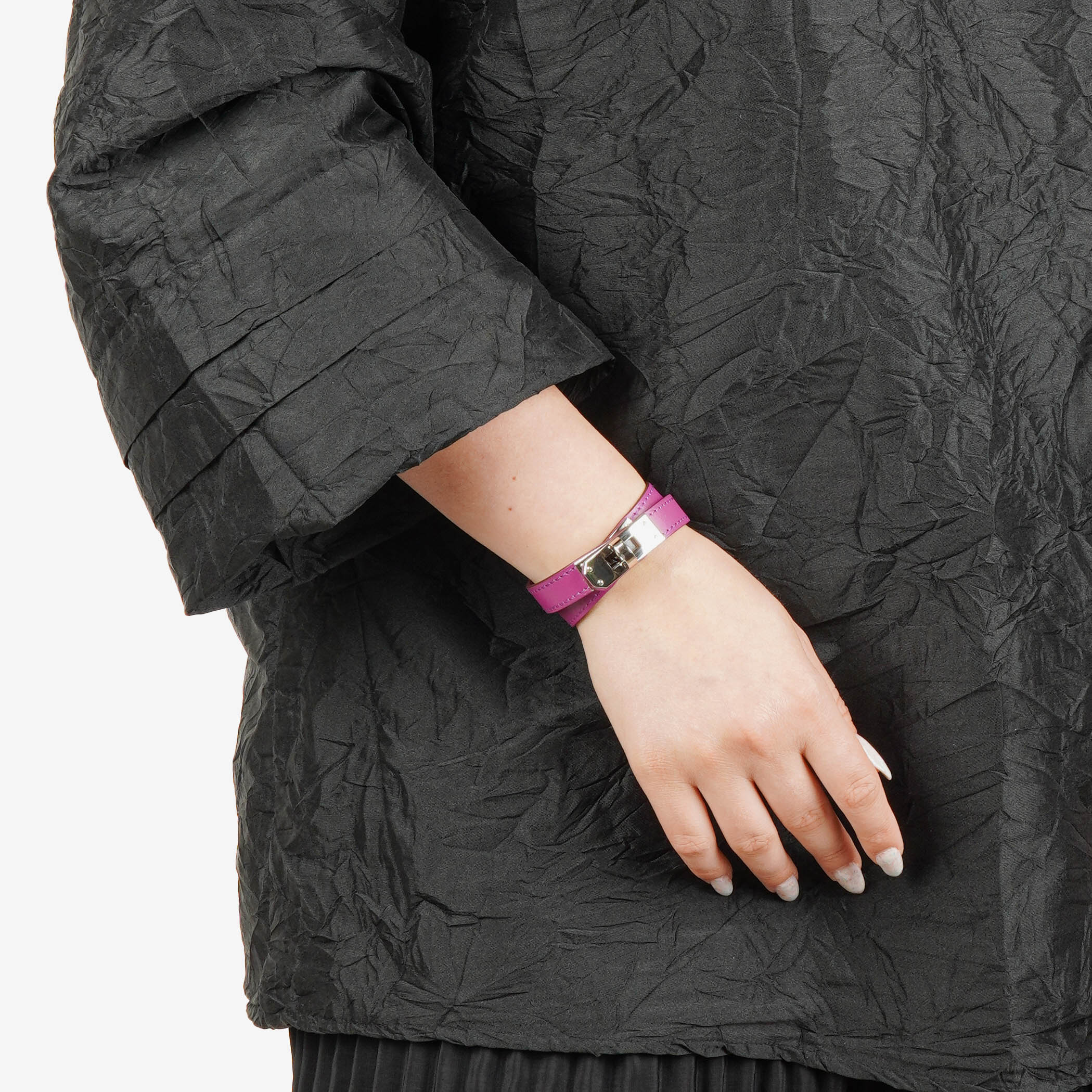 Hermes Kelly Double Tour Cyclamen Swift Leather Bracelet