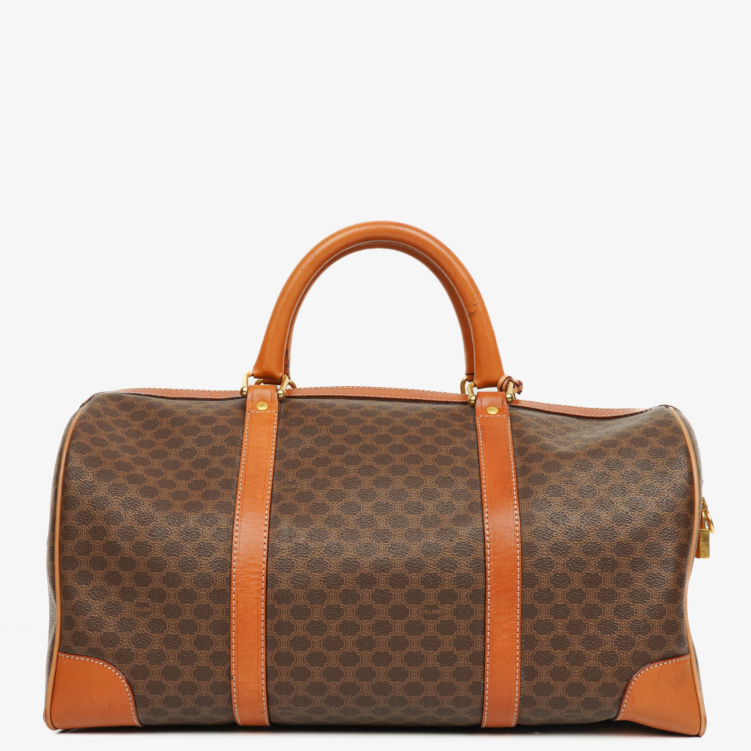 Celine Vintage Macadam Triomphe Brown Travel Bag