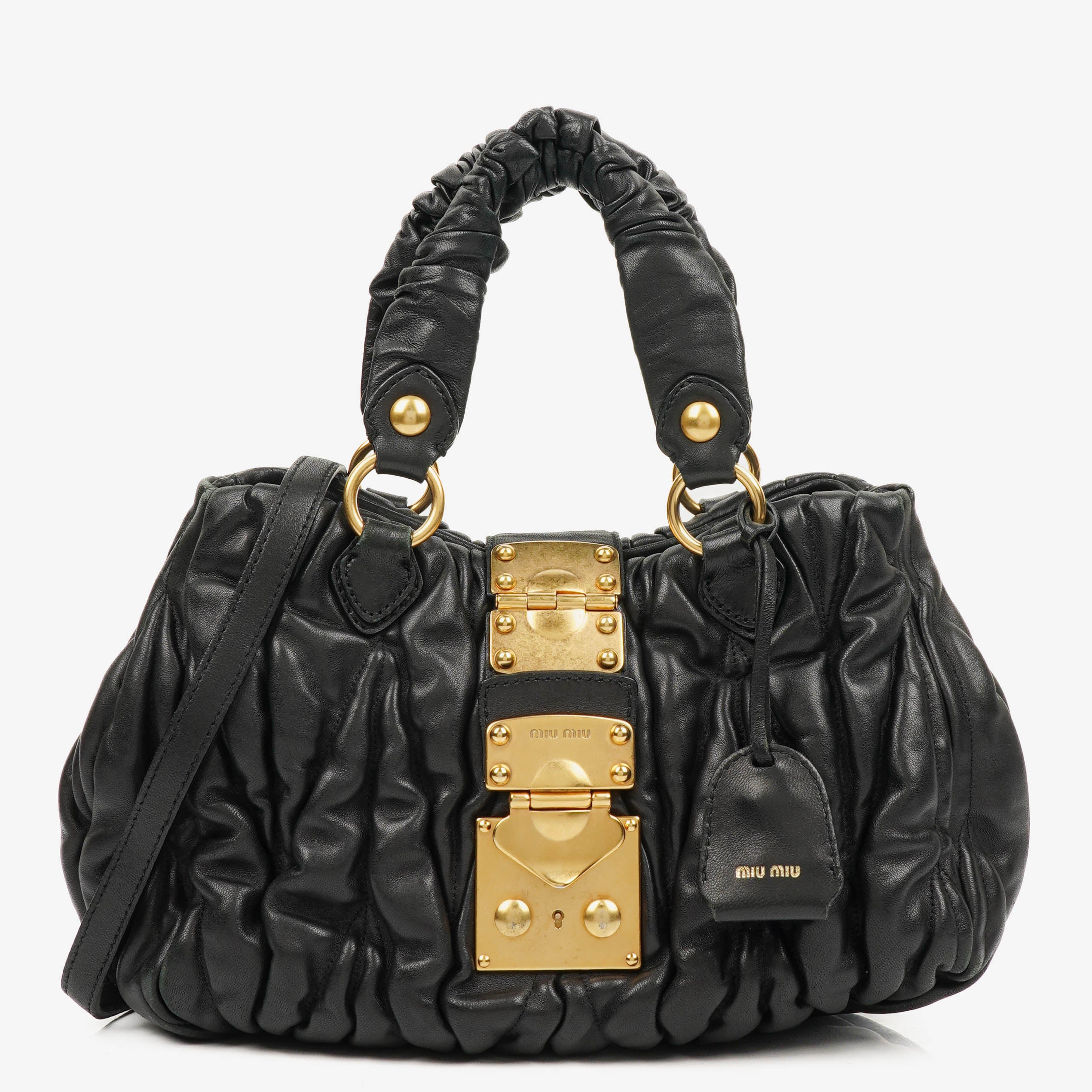 Miu Miu Matelasse Black Leather Shoulder Bag