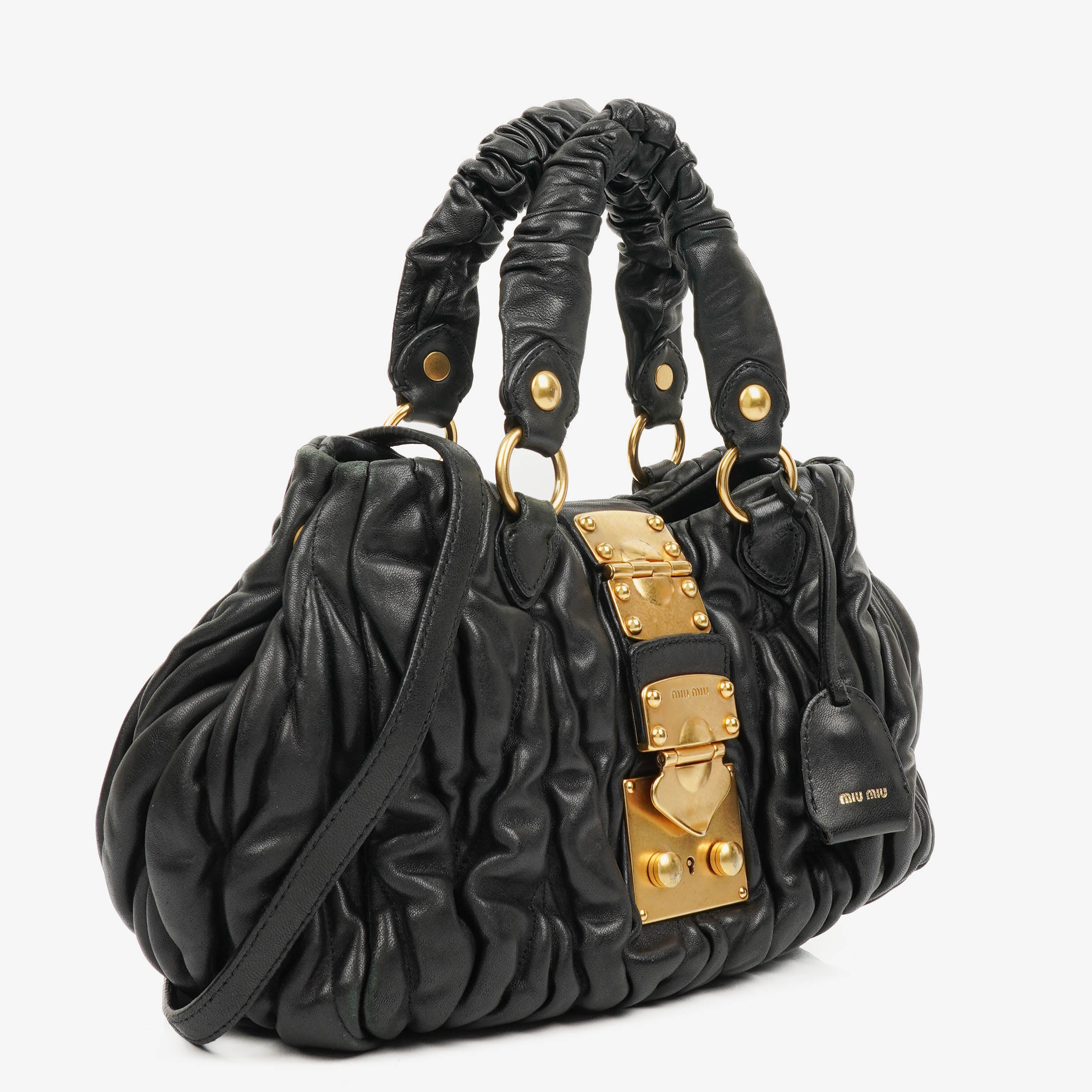 Miu Miu Matelasse Black Leather Shoulder Bag