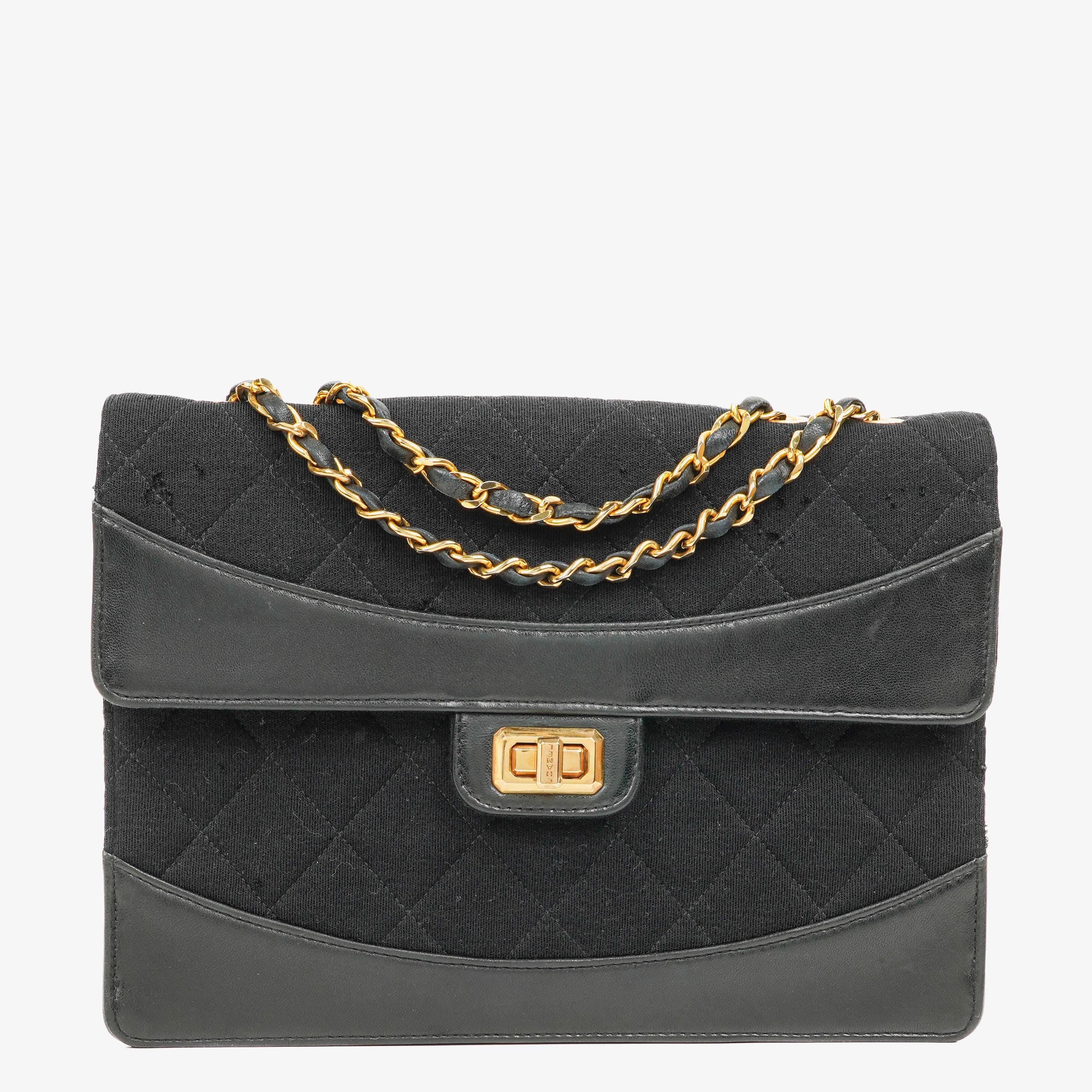 Borsa Chanel Classic Jersey e pelle nera Single Flap, 1989-1991