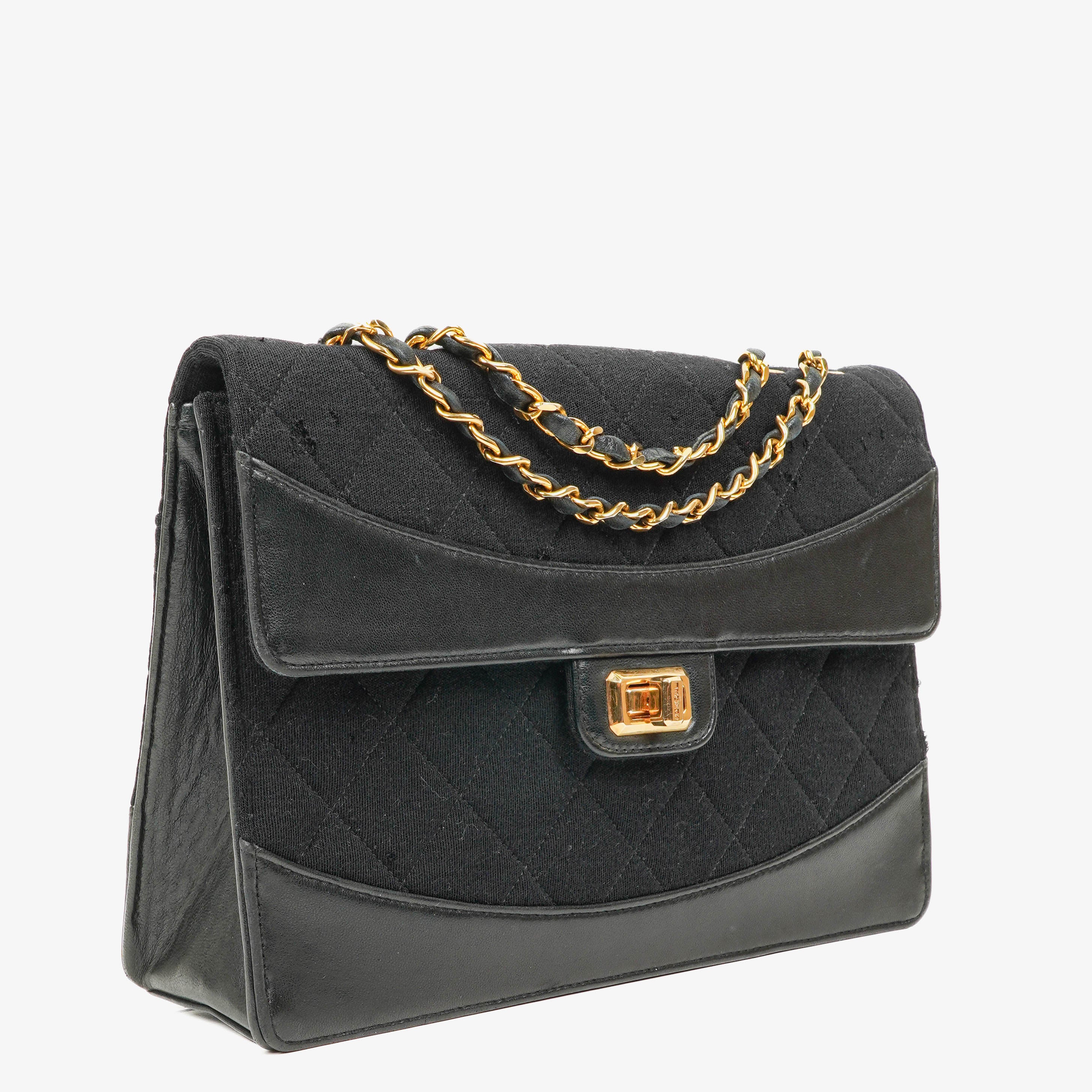 Borsa Chanel Classic Jersey e pelle nera Single Flap, 1989-1991